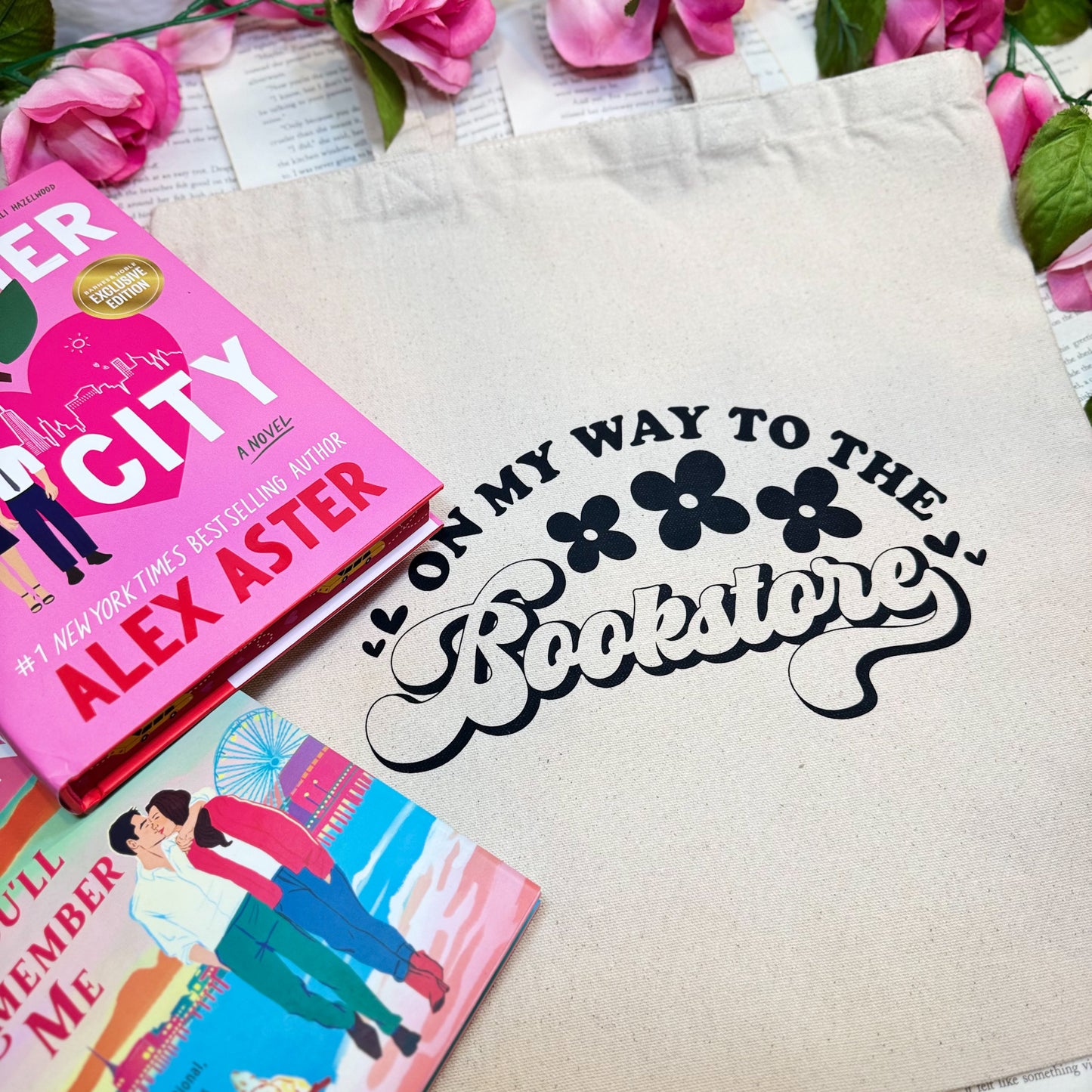 On My Way to the Bookstore Tote Bag - Bookish Canvas Bag for Bookstore Adventures