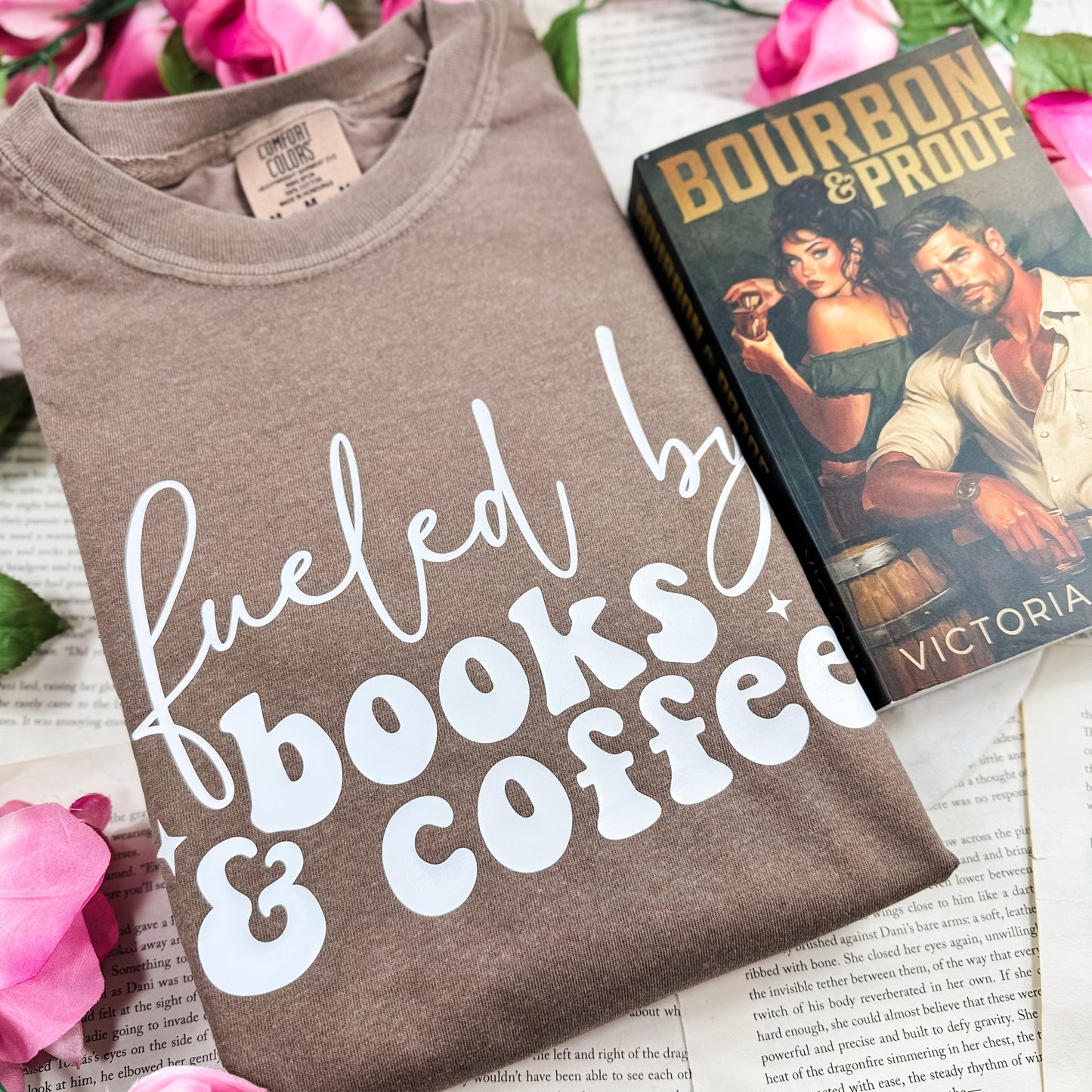 Fueled by Books and Coffee Premium Comfort Colors Shirt | Book Lover Tee
