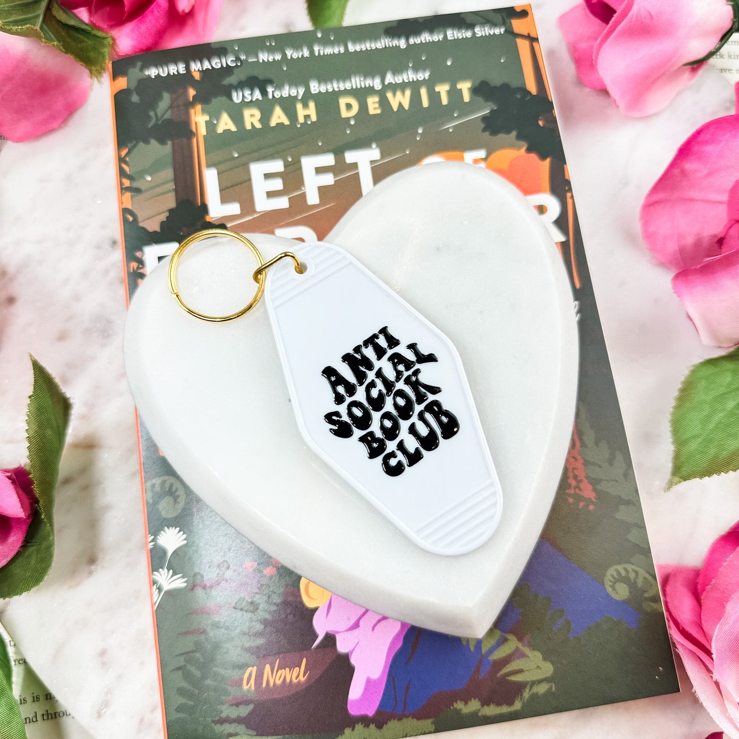 Anti-Social Book Club Motel Keychain with UVF Decal for Book Lovers