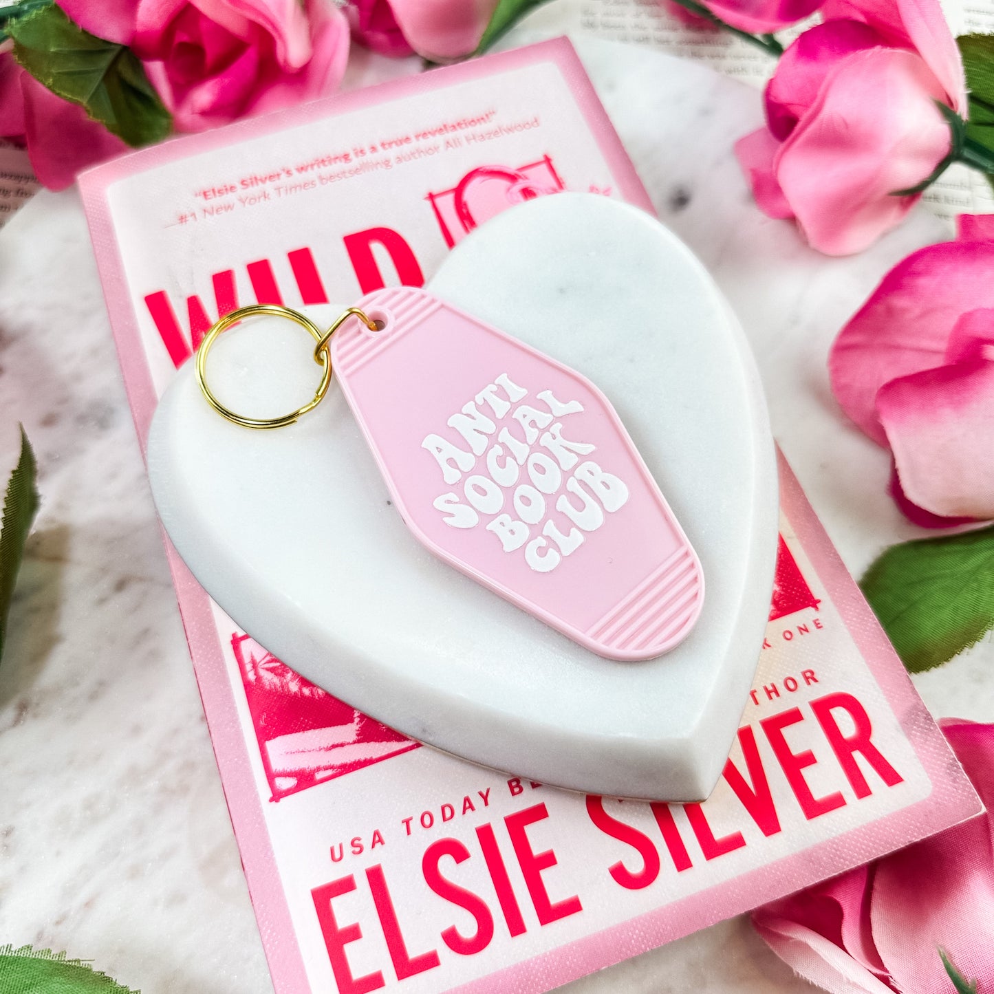 Anti-Social Book Club Motel Keychain with UVF Decal for Book Lovers