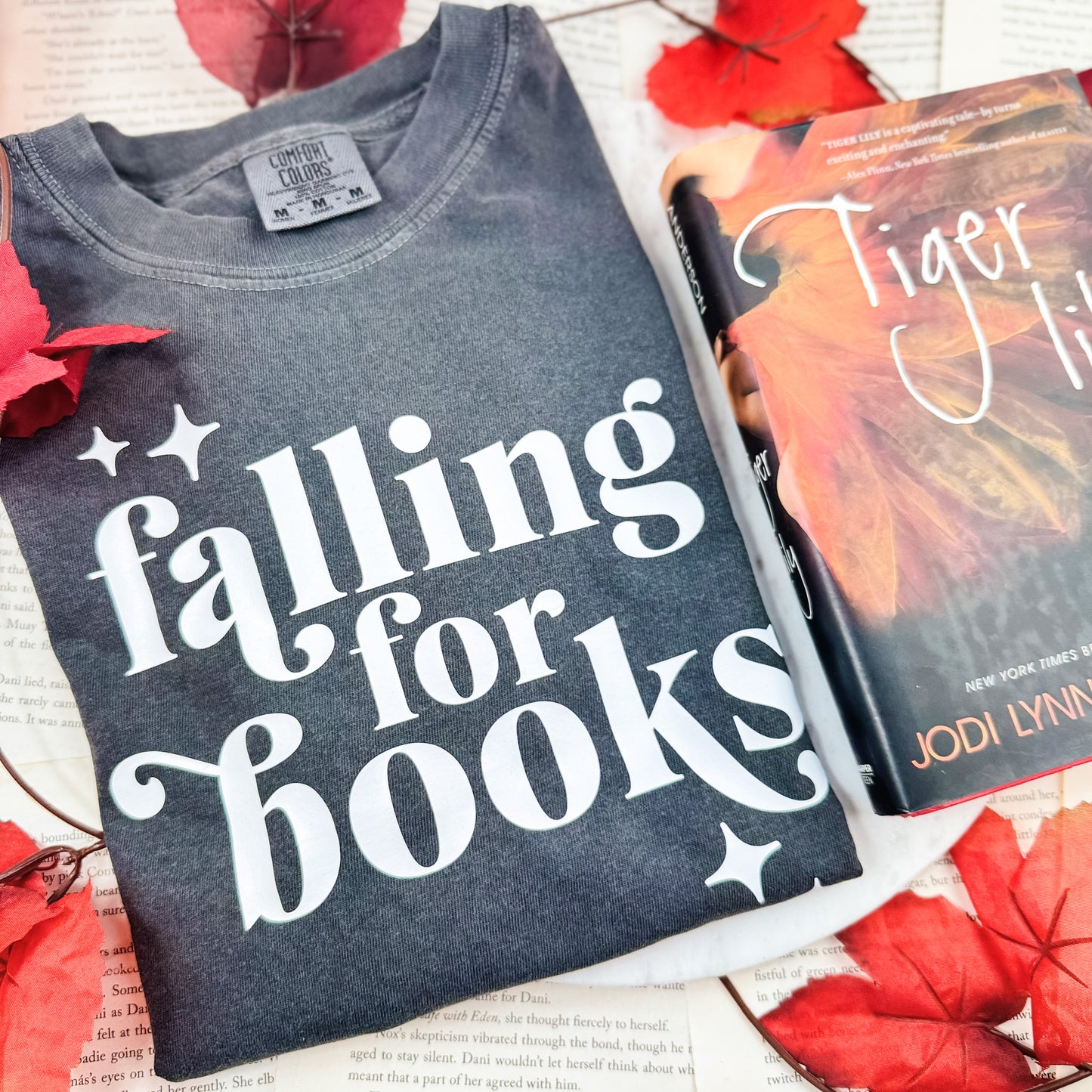 Falling For Books Premium Cropped Boxy Shirt | Fall Reader Shirt