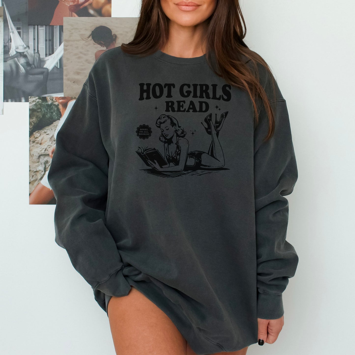Hot Girls Read Retro-Inspired Premium Comfort Colors Sweatshirt for Book Lovers