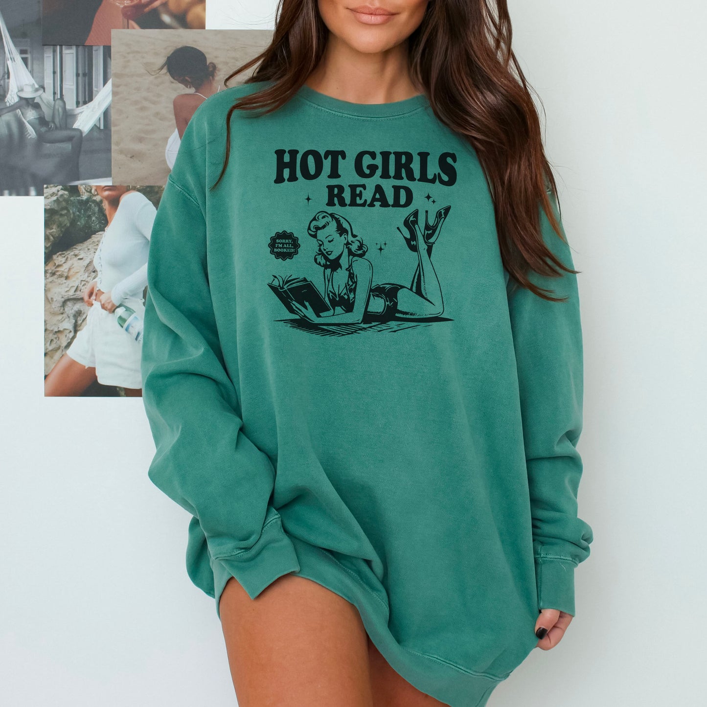 Hot Girls Read Retro-Inspired Premium Comfort Colors Sweatshirt for Book Lovers