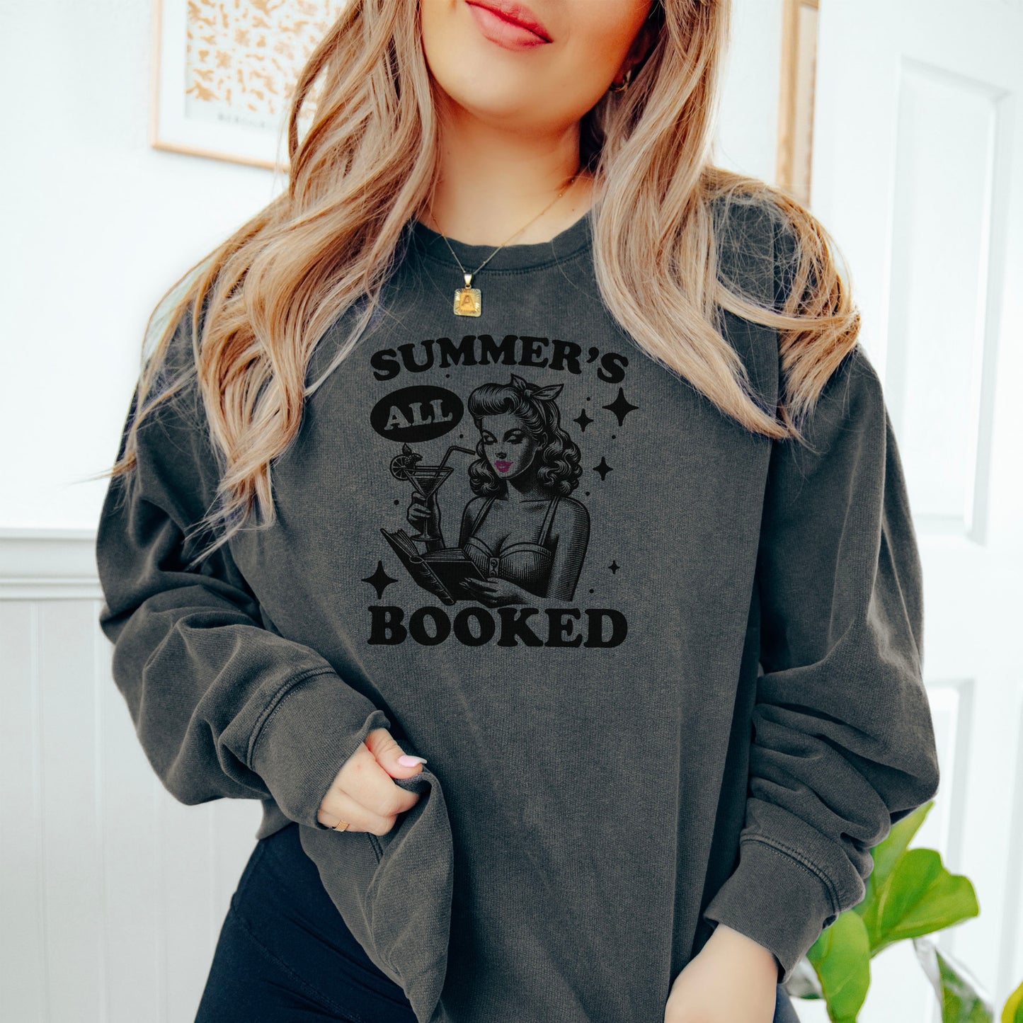 Summer’s All Booked Lightweight Comfort Colors Sweatshirt – Retro Bookish Style