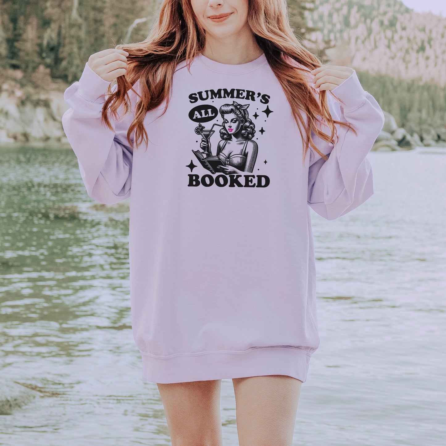 Summer’s All Booked Retro Comfort Colors Sweatshirt – Bookish Premium Heavyweight Pullover