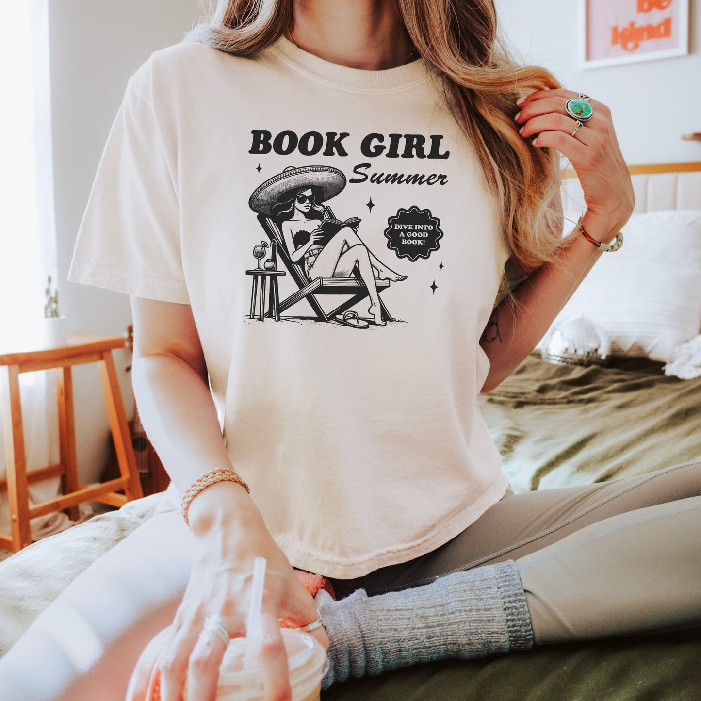 Book Girl Summer Boxy Cropped Shirt – Retro Bookish Comfort Colors Tee