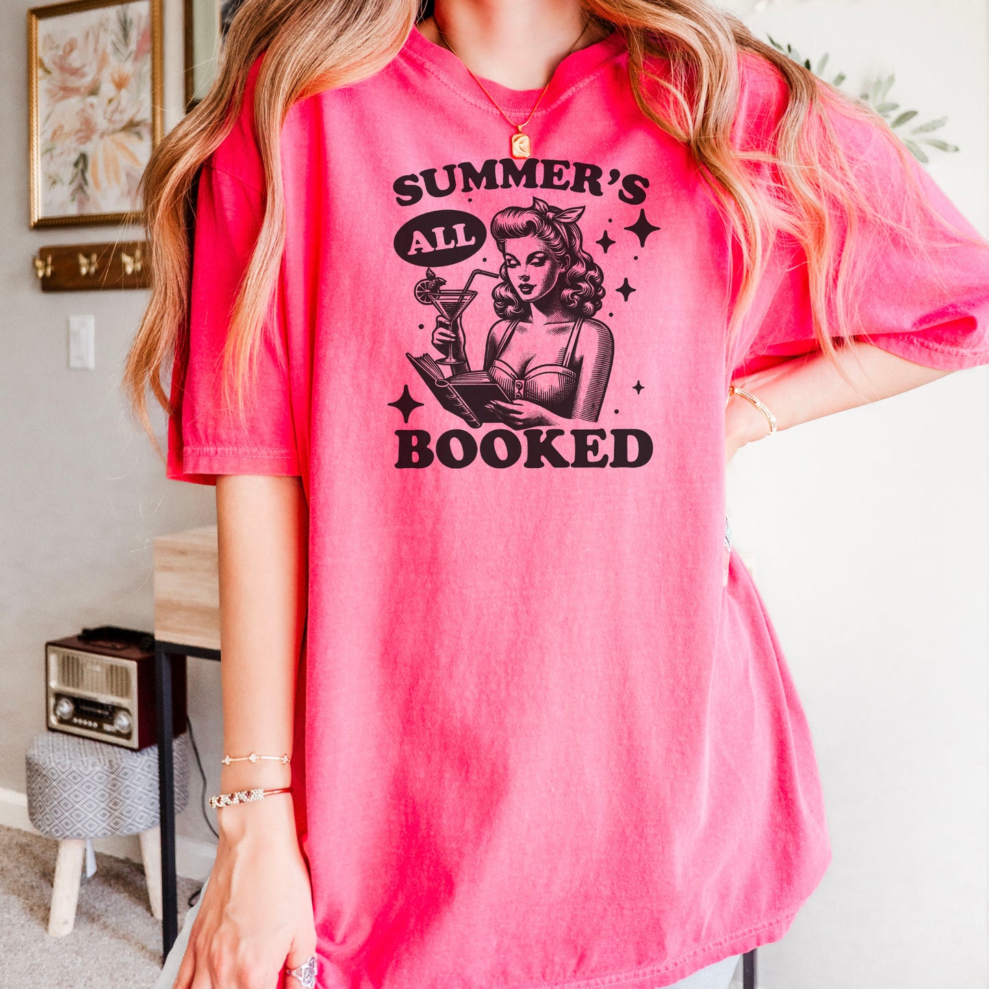 Summer’s All Booked Shirt - Retro Bookish Comfort Colors Tee