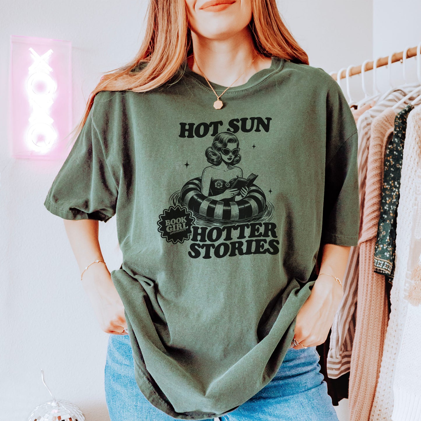 Hot Sun, Hotter Stories Comfort Colors Shirt | Retro Bookish Tee