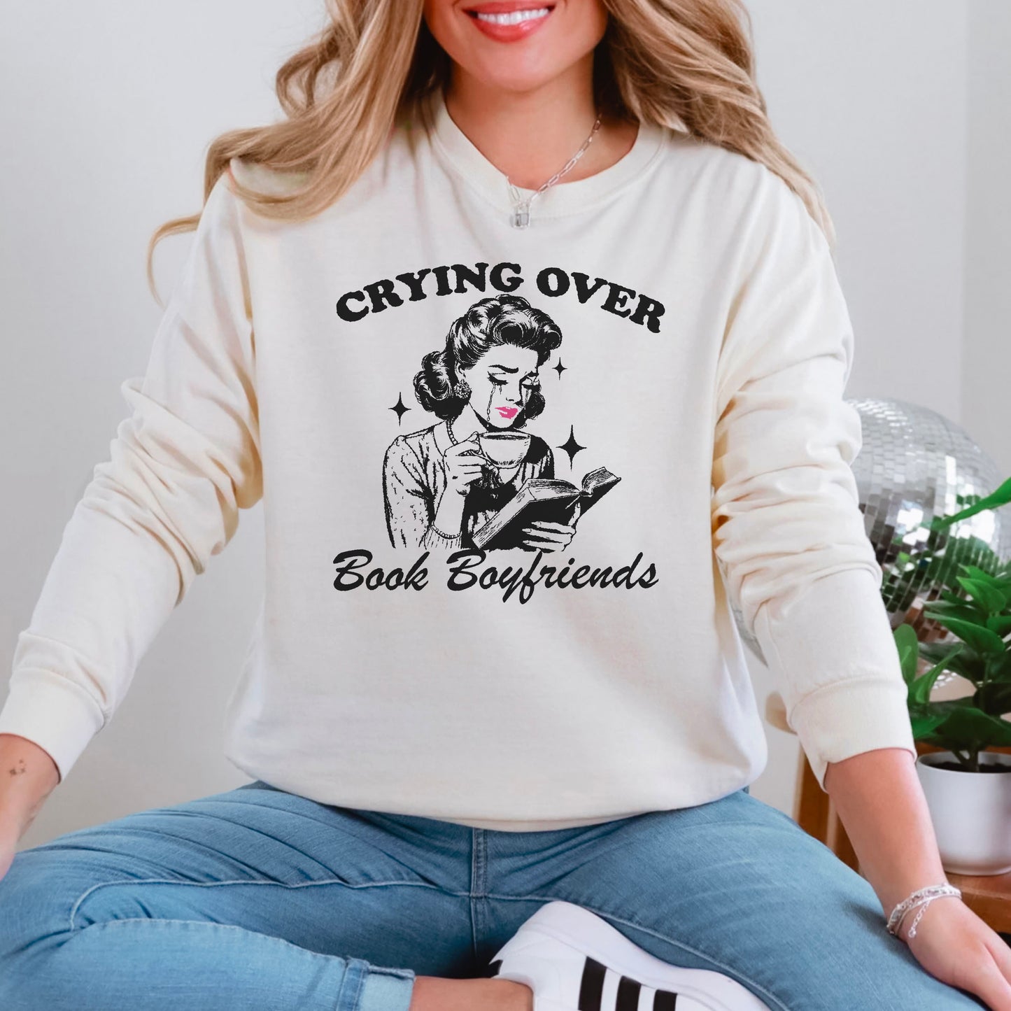 Crying Over Book Boyfriends Premium Comfort Colors Long Sleeve Shirt