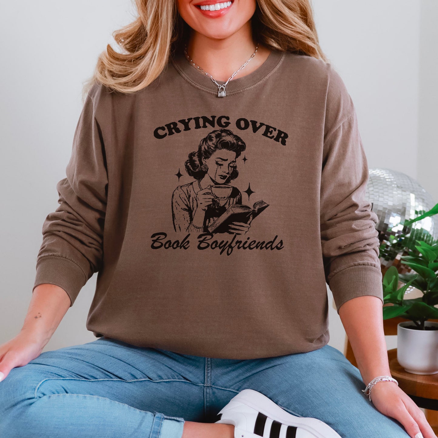 Crying Over Book Boyfriends Premium Comfort Colors Long Sleeve Shirt