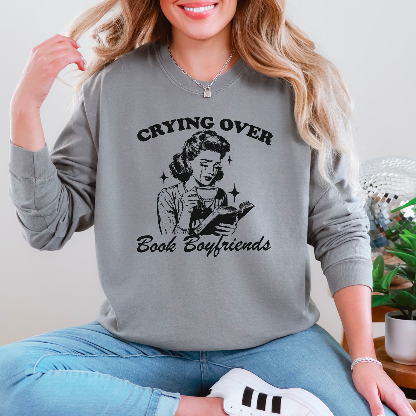 Crying Over Book Boyfriends Premium Comfort Colors Long Sleeve Shirt