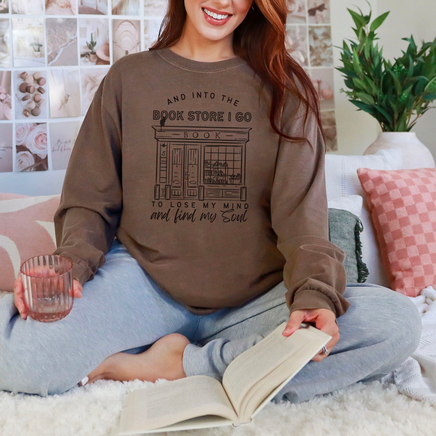 Into the Bookstore I Go Comfort Colors Long Sleeve Shirt | Premium Heavyweight Bookish Apparel for Cozy Bookstore Adventures