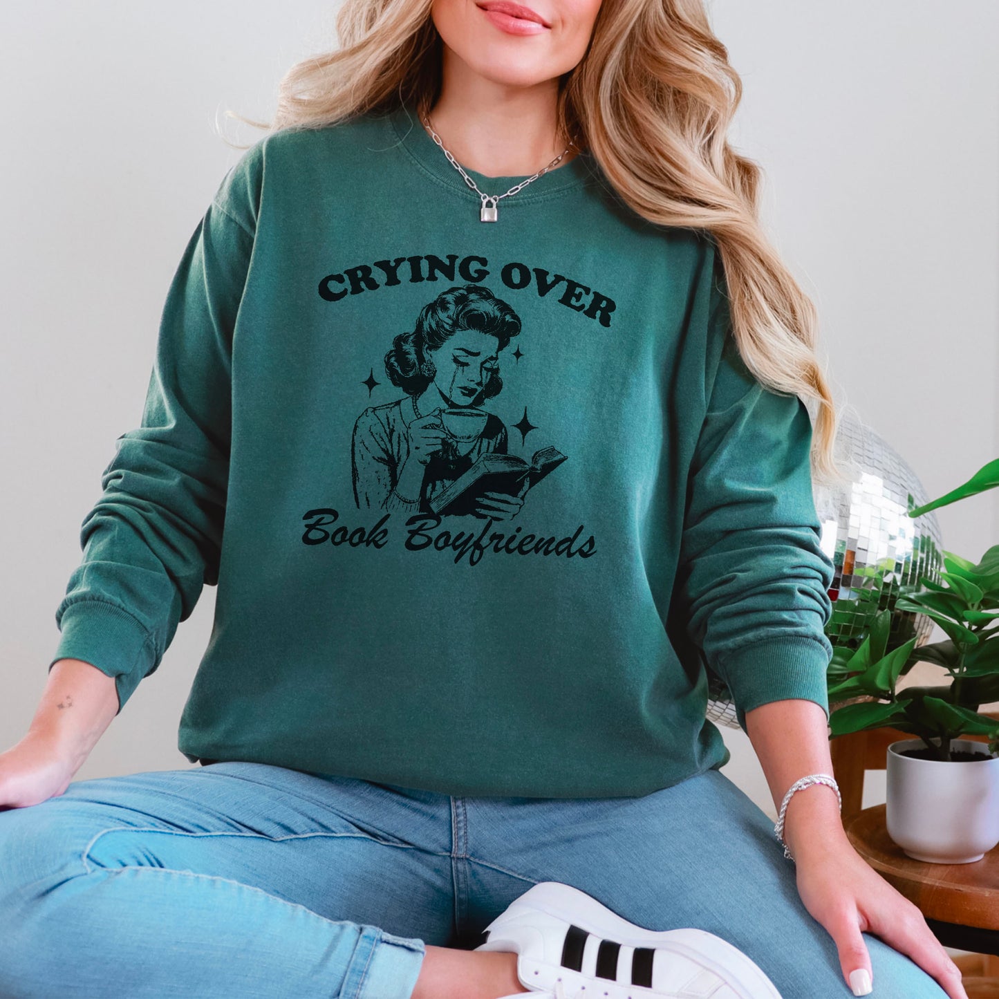 Crying Over Book Boyfriends Premium Comfort Colors Long Sleeve Shirt