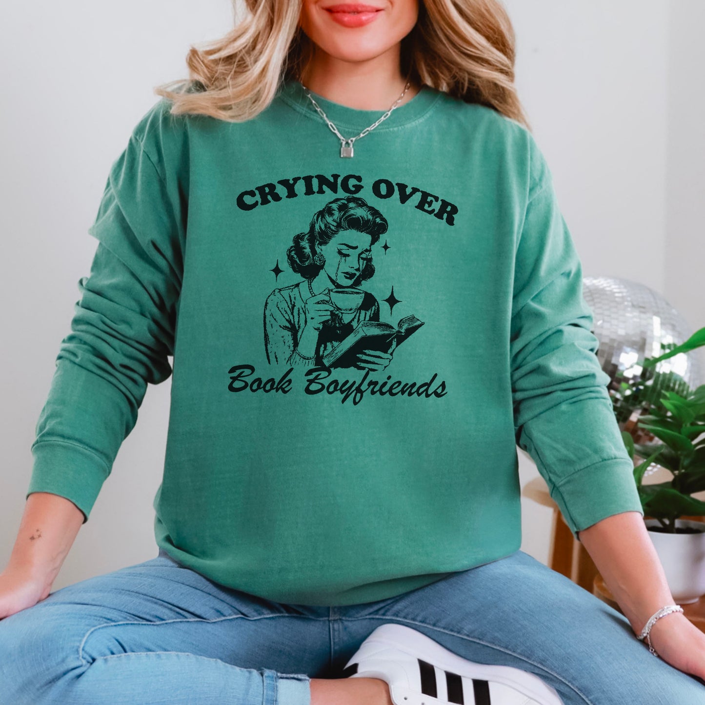 Crying Over Book Boyfriends Premium Comfort Colors Long Sleeve Shirt