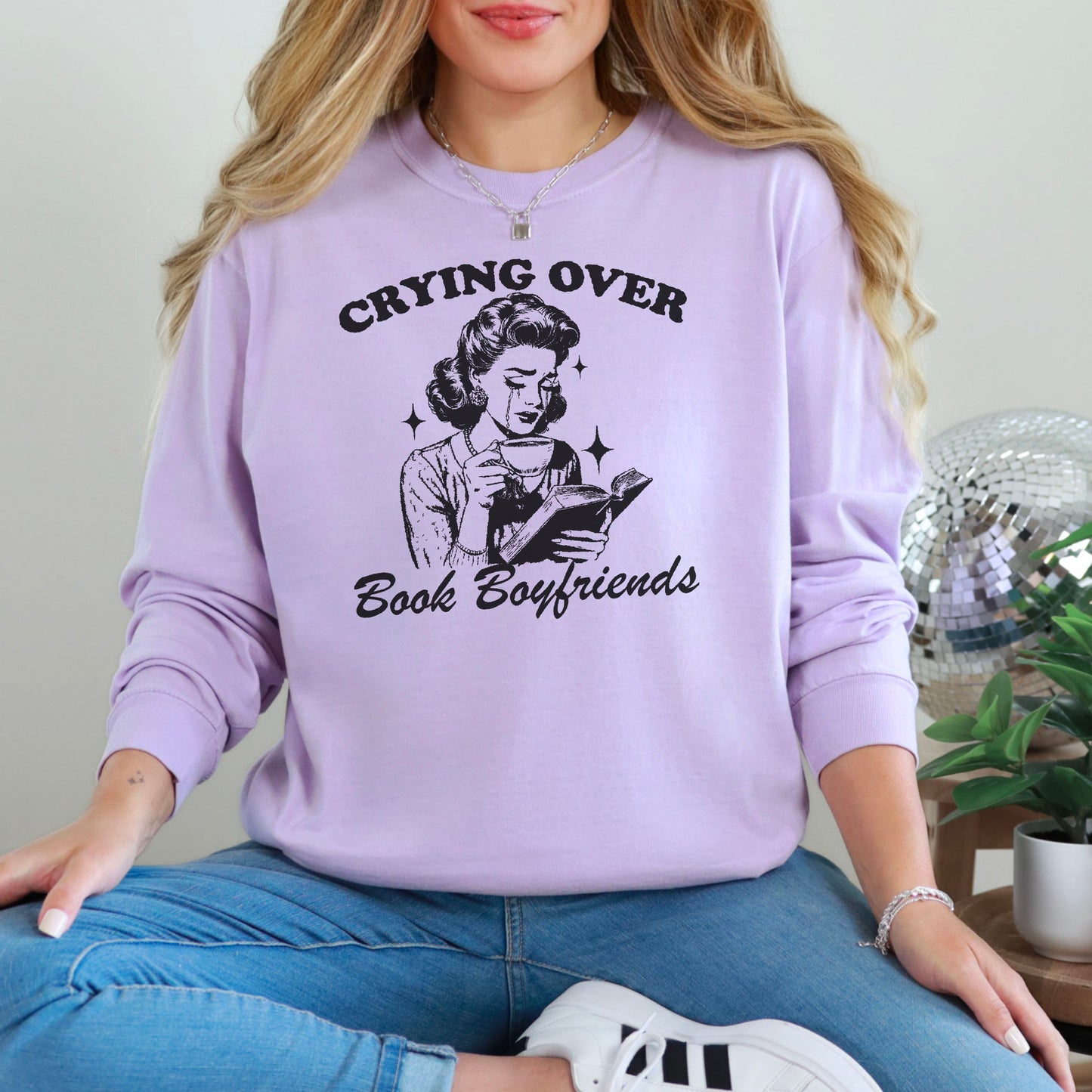 Crying Over Book Boyfriends Premium Comfort Colors Long Sleeve Shirt