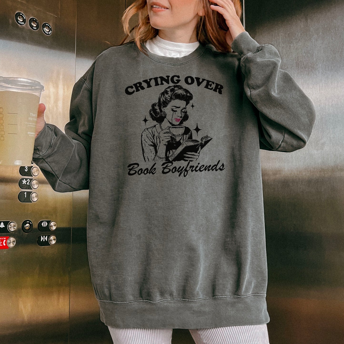 Crying Over Book Boyfriends Premium Sweatshirt