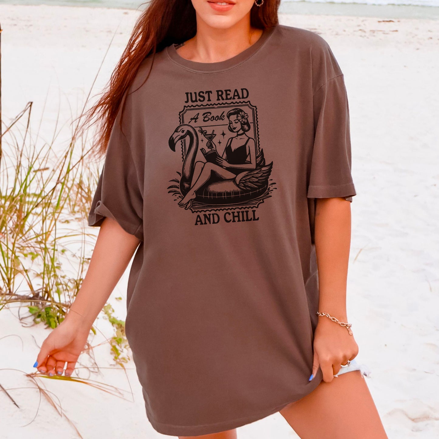 Just Read and Chill Premium Heavyweight Comfort Colors Shirt - Retro Summer Bookish Tee