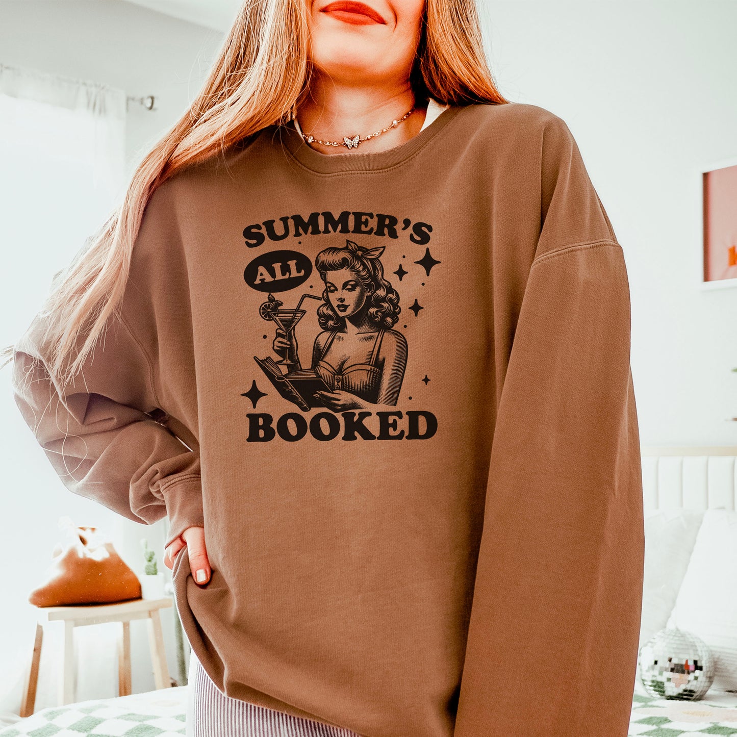 Summer’s All Booked Lightweight Comfort Colors Sweatshirt – Retro Bookish Style