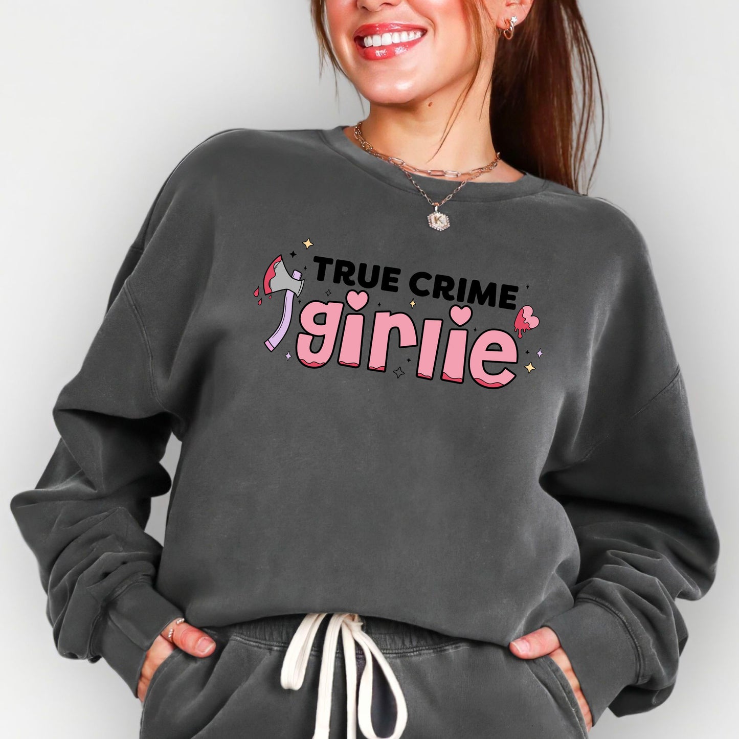 Treu Crime Girlie Lightweight Bookish Comfort Colors Sweater