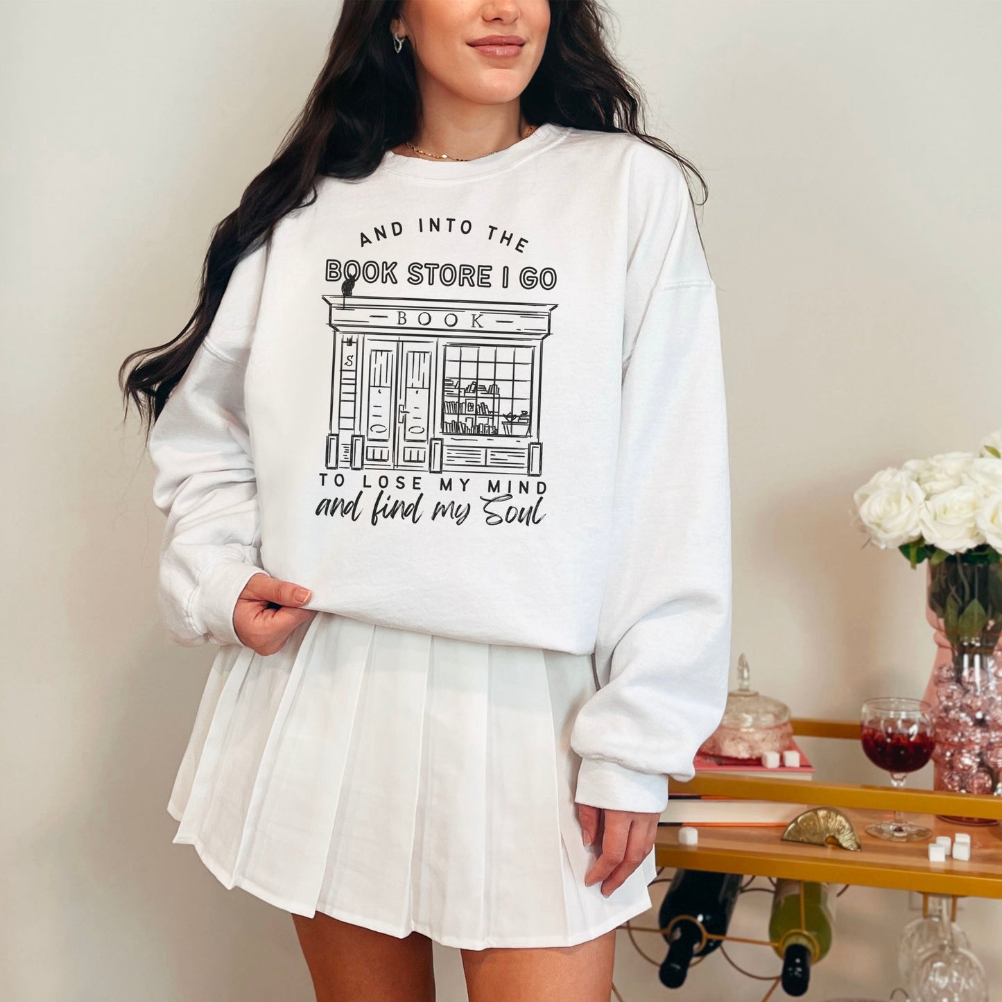 Into the Bookstore I Go Premium Sweatshirt - Natalia’s Design Studio