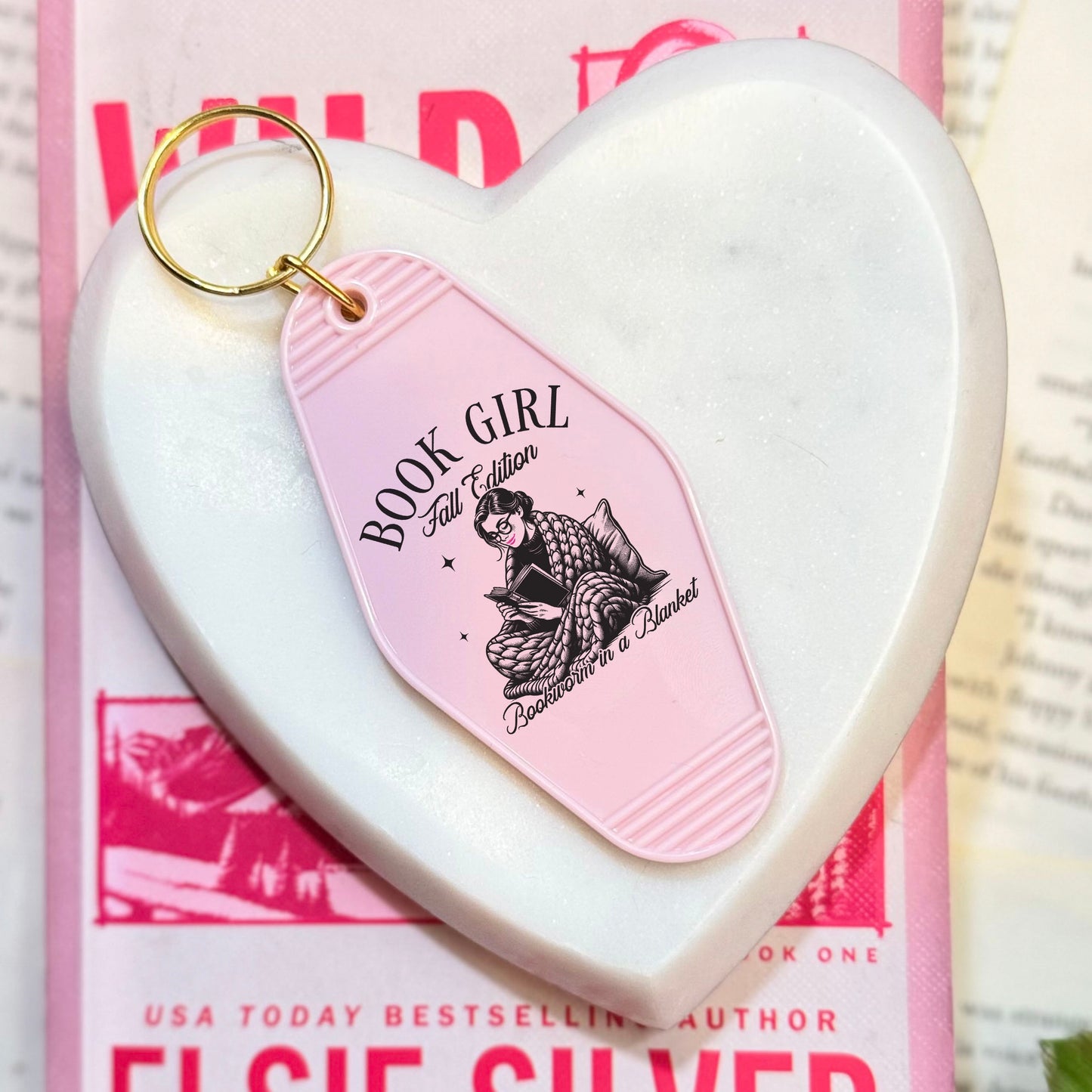 Book Girl Fall Edition Motel Keychain - Perfect for Book Lovers