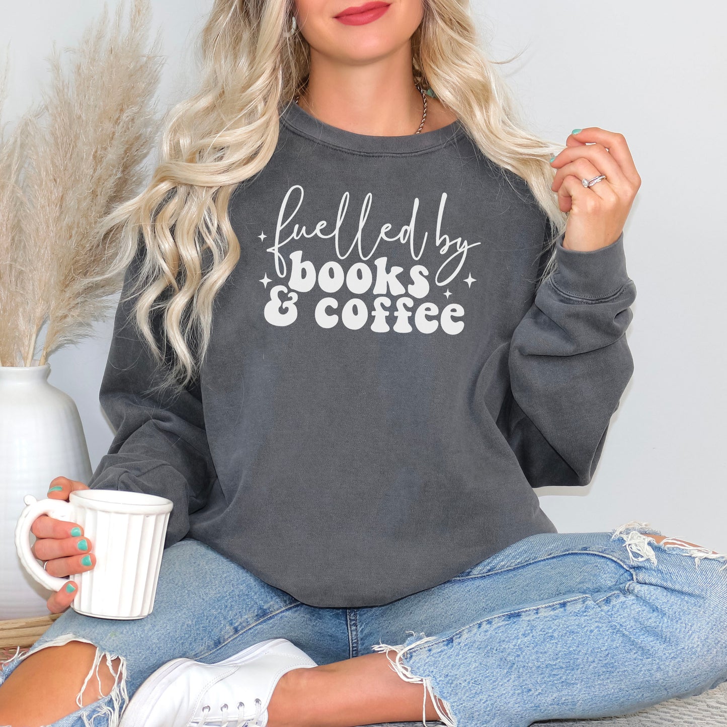 Fueled by Books and Coffee Premium Sweatshirt - Natalia’s Design Studio