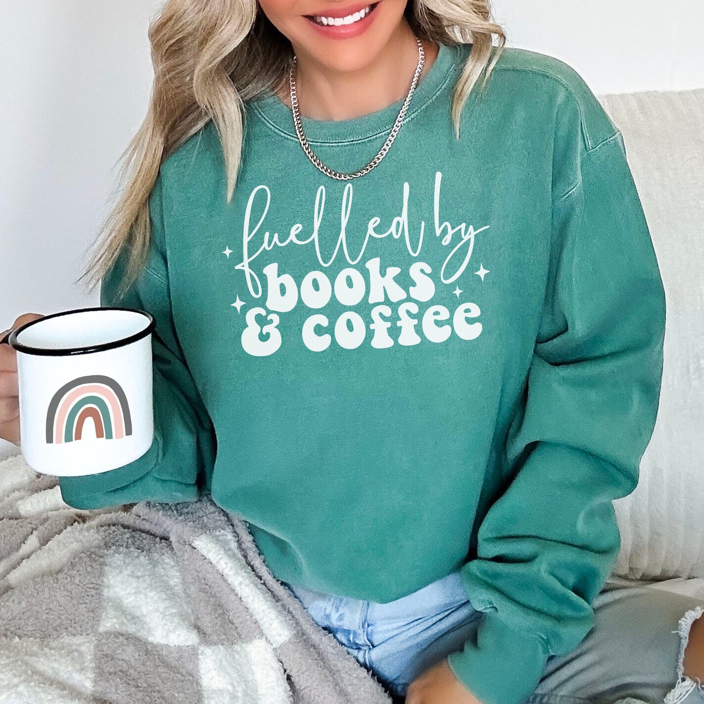 Fueled by Books and Coffee Premium Sweatshirt - Natalia’s Design Studio