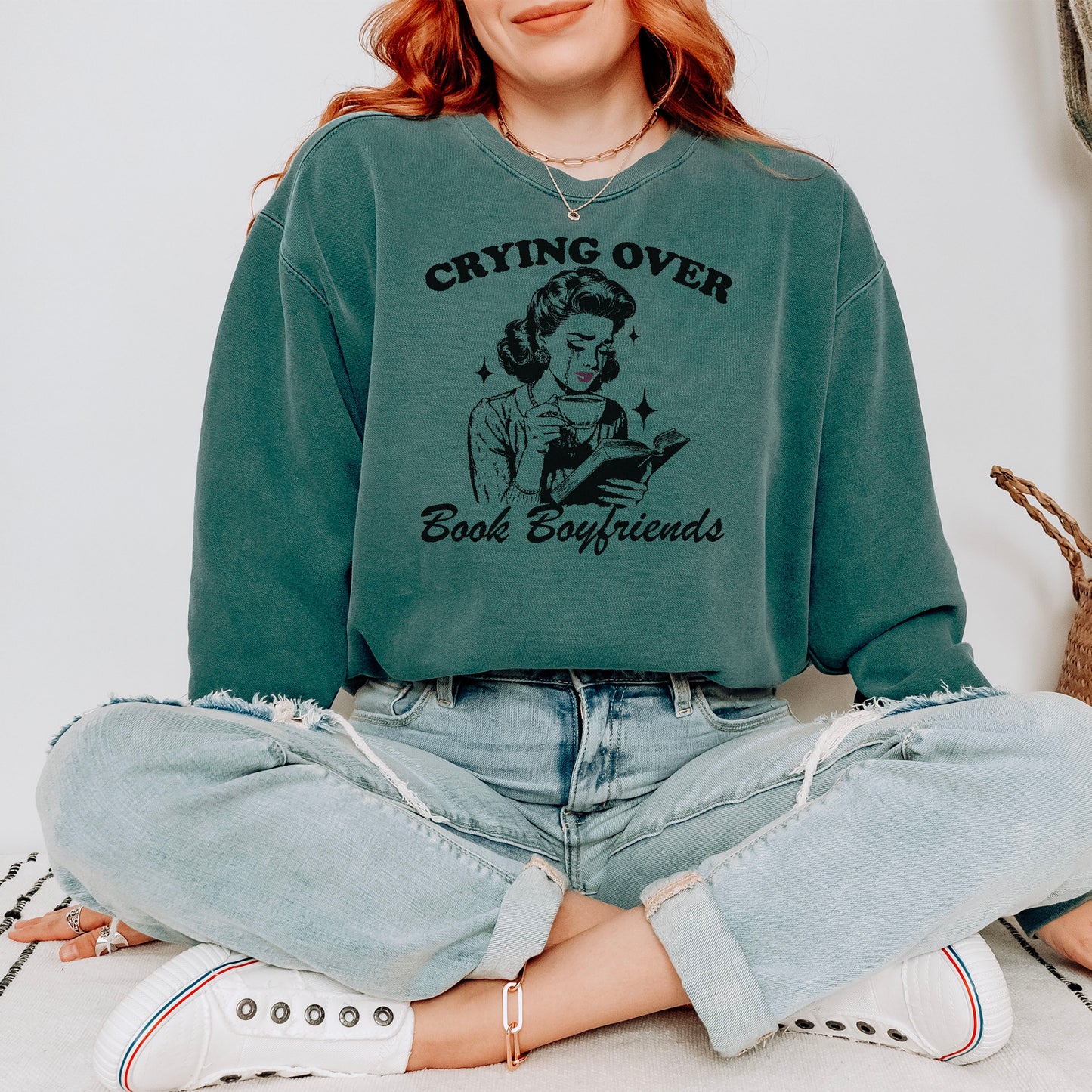 Crying Over Book Boyfriends Premium Sweatshirt