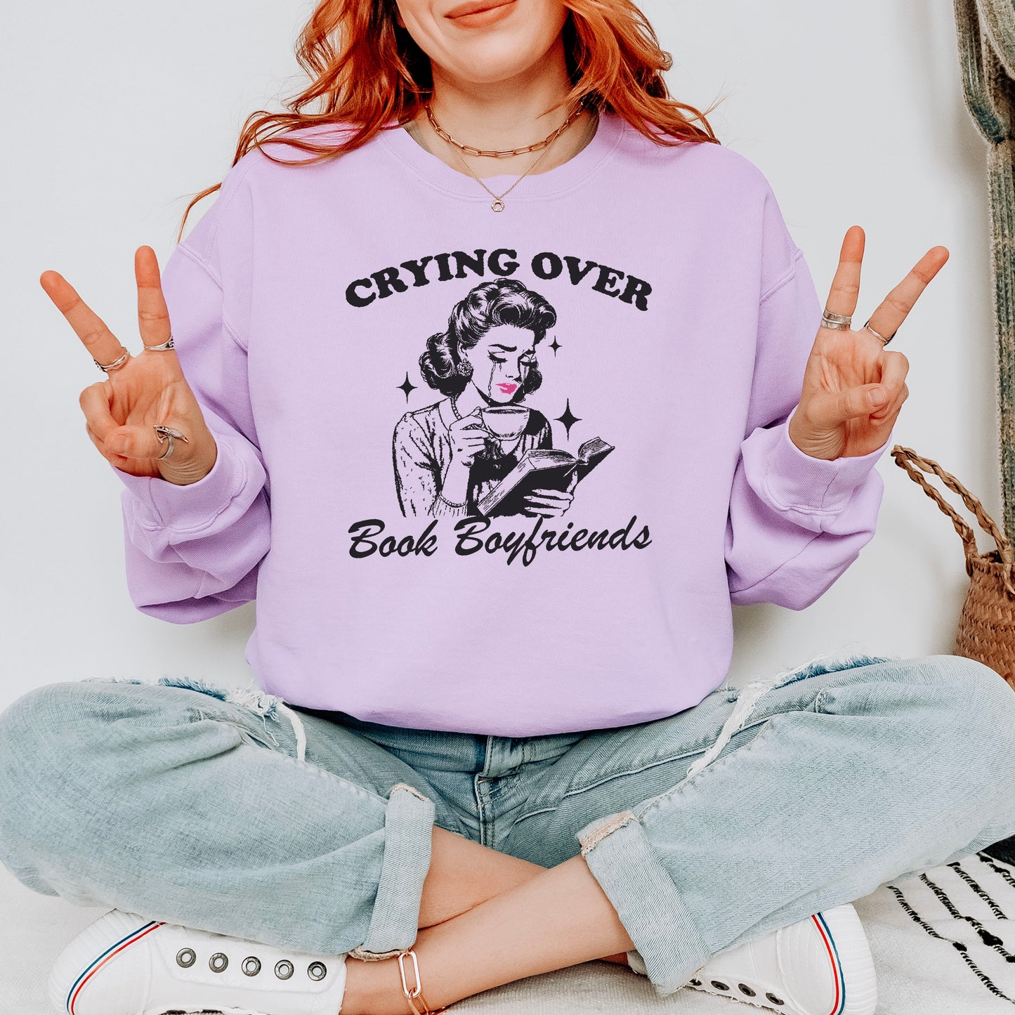 Crying Over Book Boyfriends Premium Sweatshirt