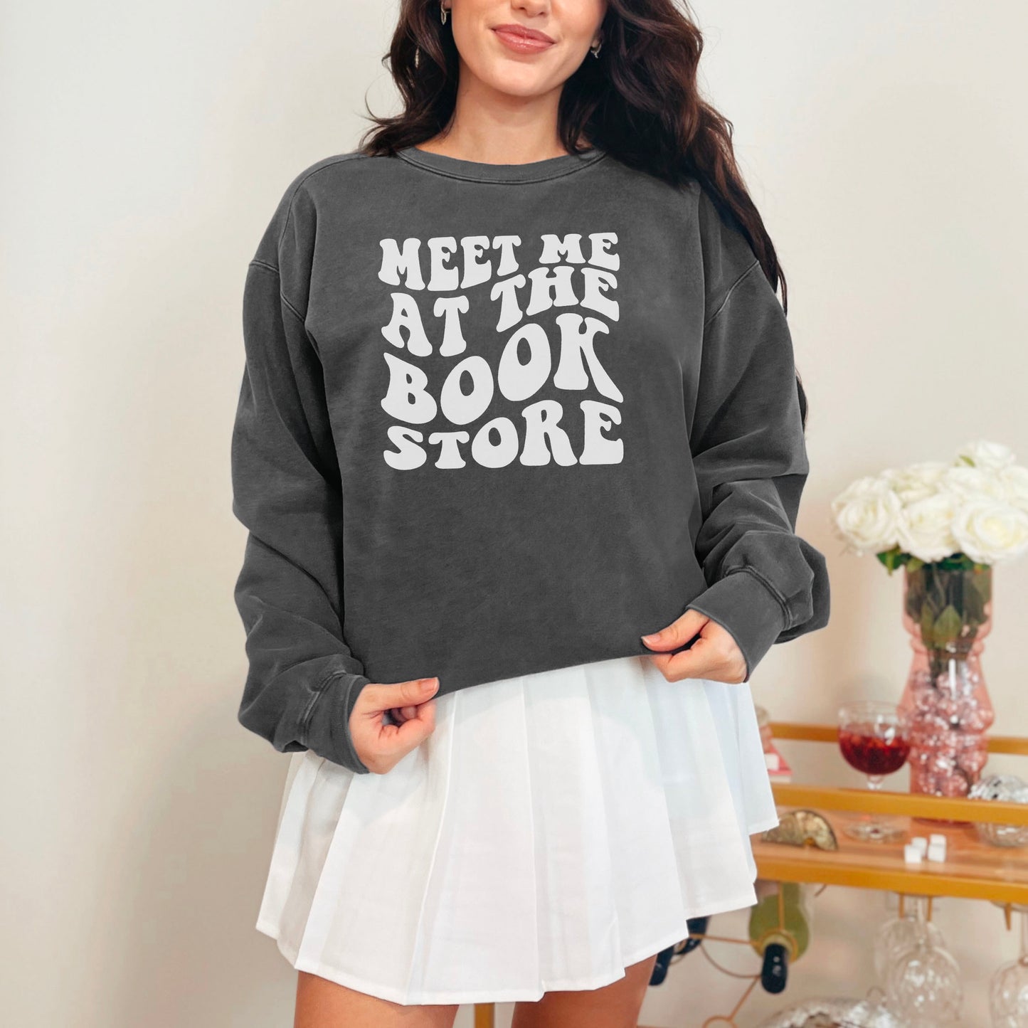 Meet Me At The Bookstore Premium Comfort Colors Sweatshirt | Cozy Bookish Apparel for Literary Lovers