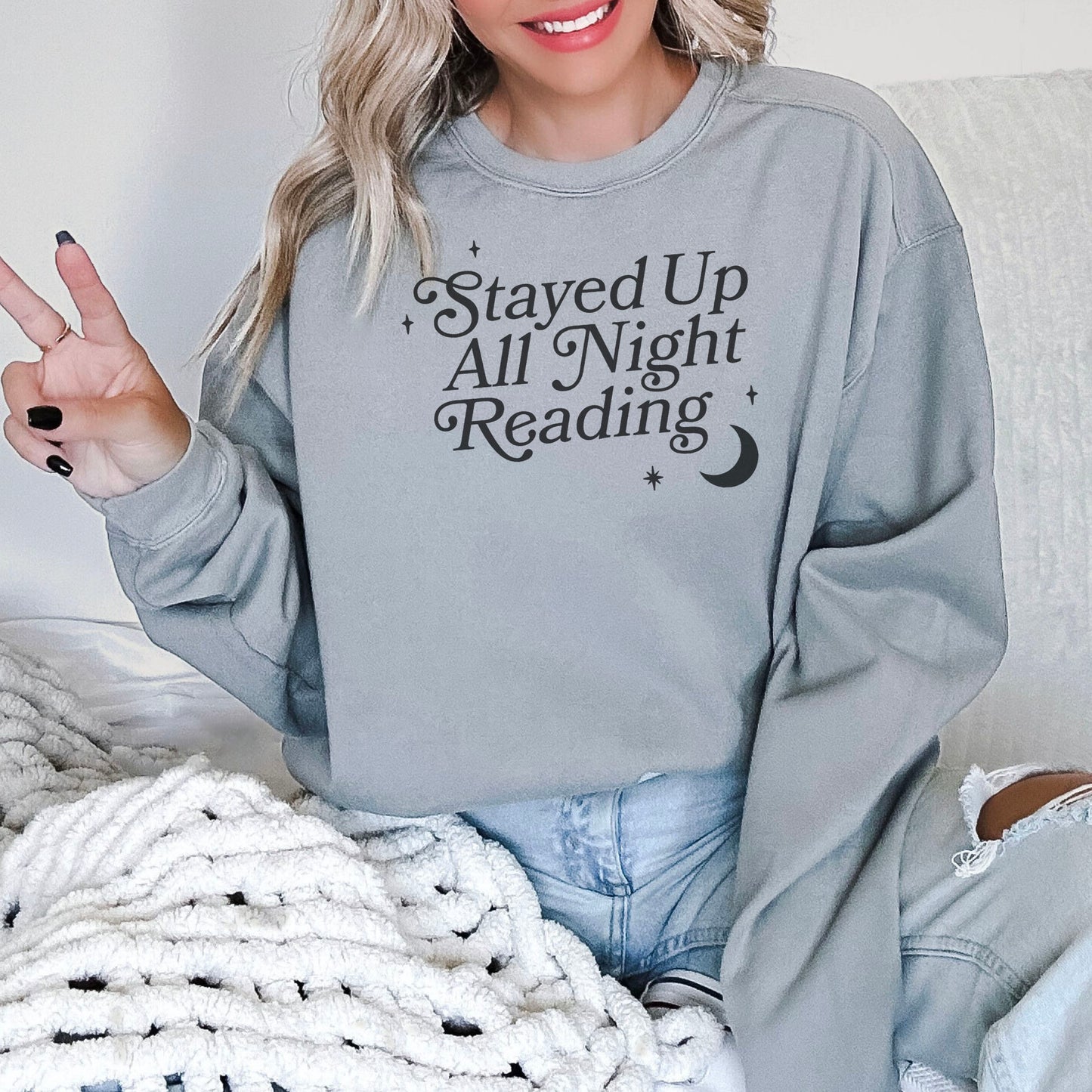Stayed Up All Night Reading Premium Sweatshirt - Natalia’s Design Studio