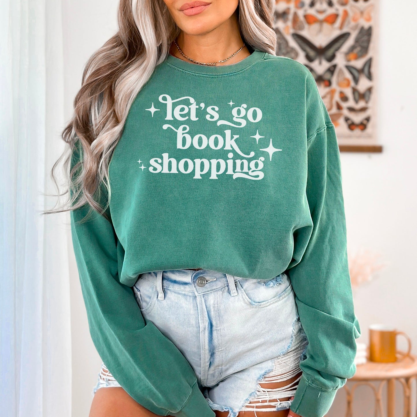 Let's Go Book Shopping Premium Sweatshirt - Natalia’s Design Studio