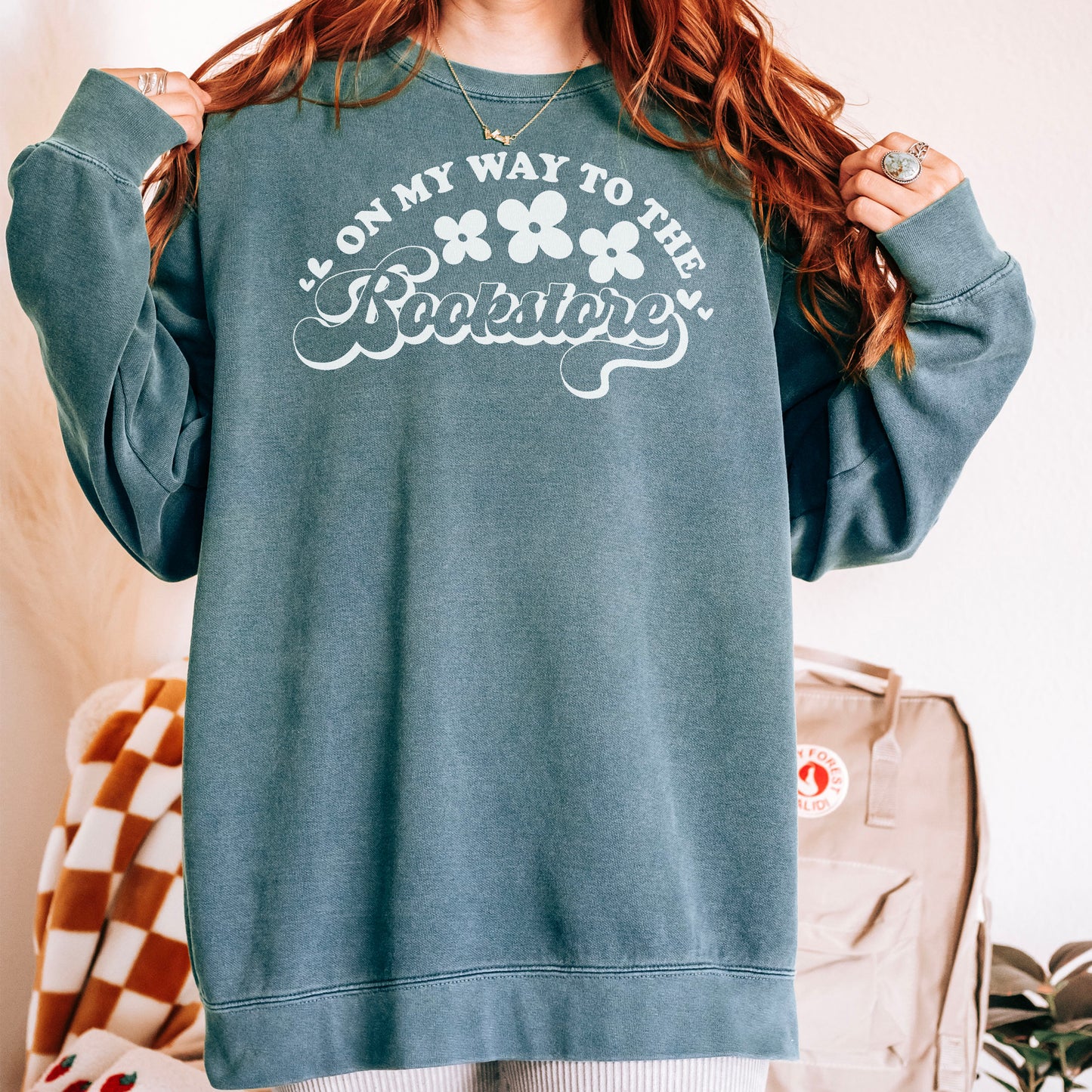On My Way to the Bookstore Premium Comfort Colors Heavyweight Sweatshirt for Book Lovers