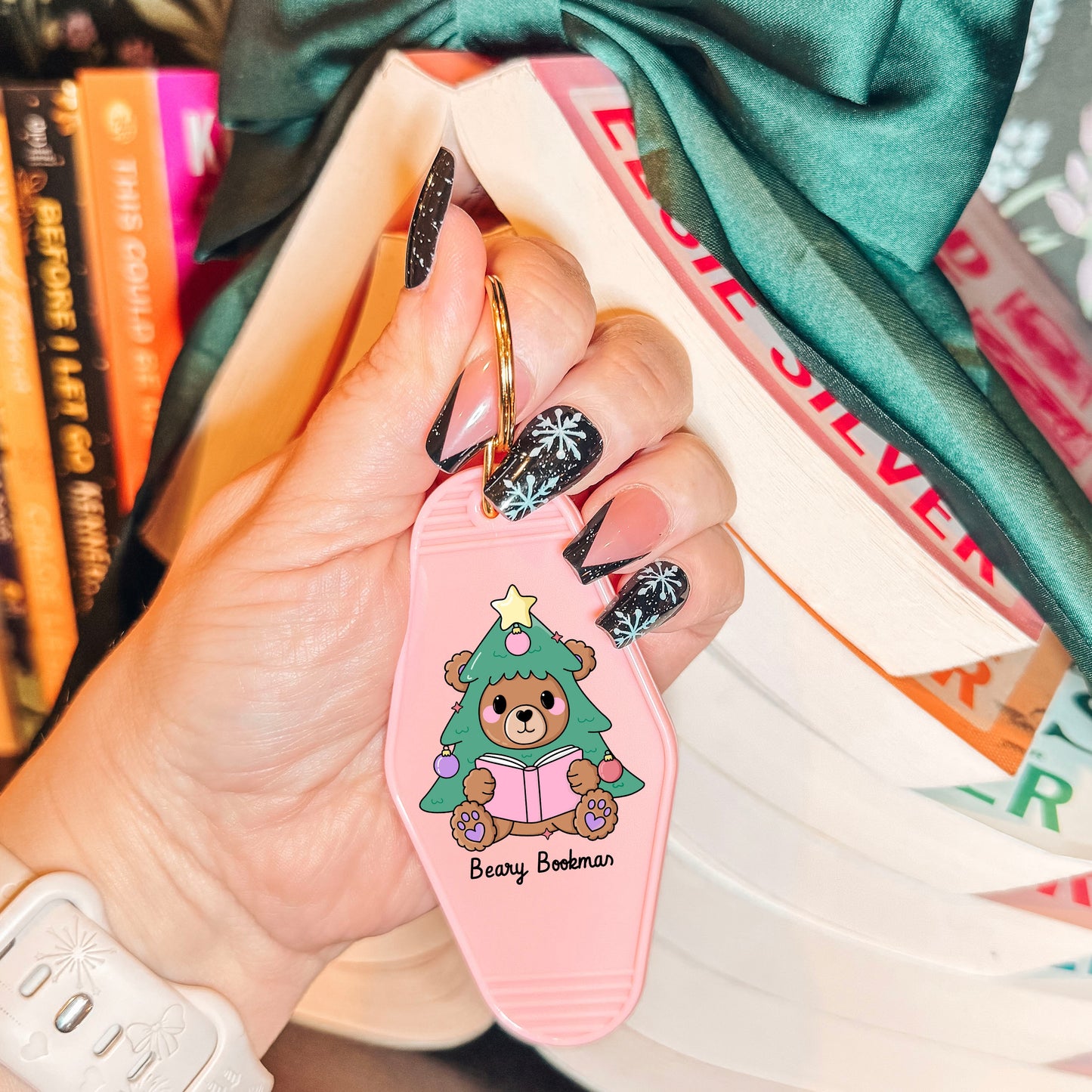 Beary Bookmas Motel Keychain