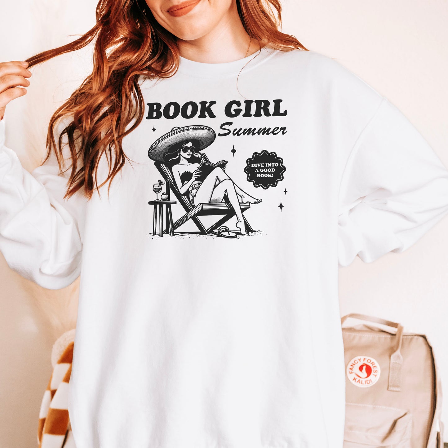 Book Girl Summer Retro Sweatshirt – Premium Comfort Colors for Readers