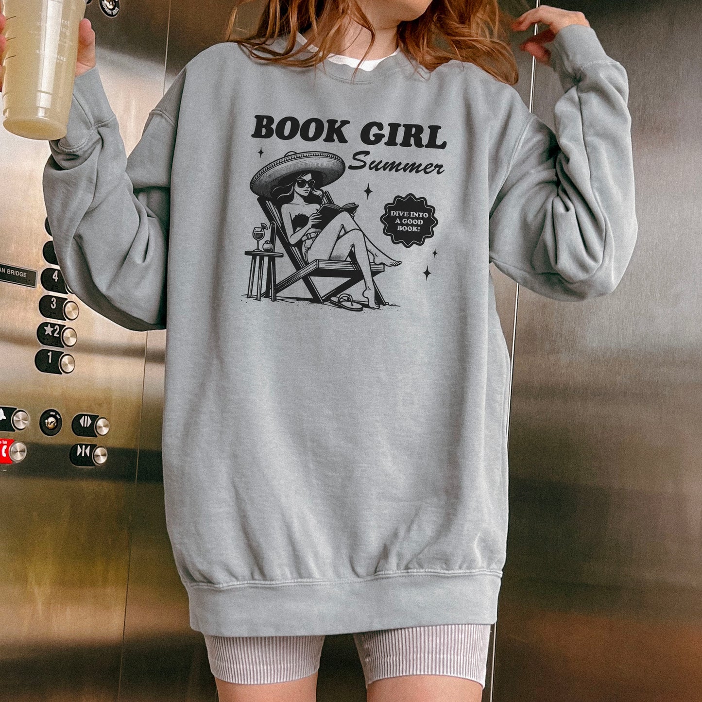 Book Girl Summer Retro Sweatshirt – Premium Comfort Colors for Readers