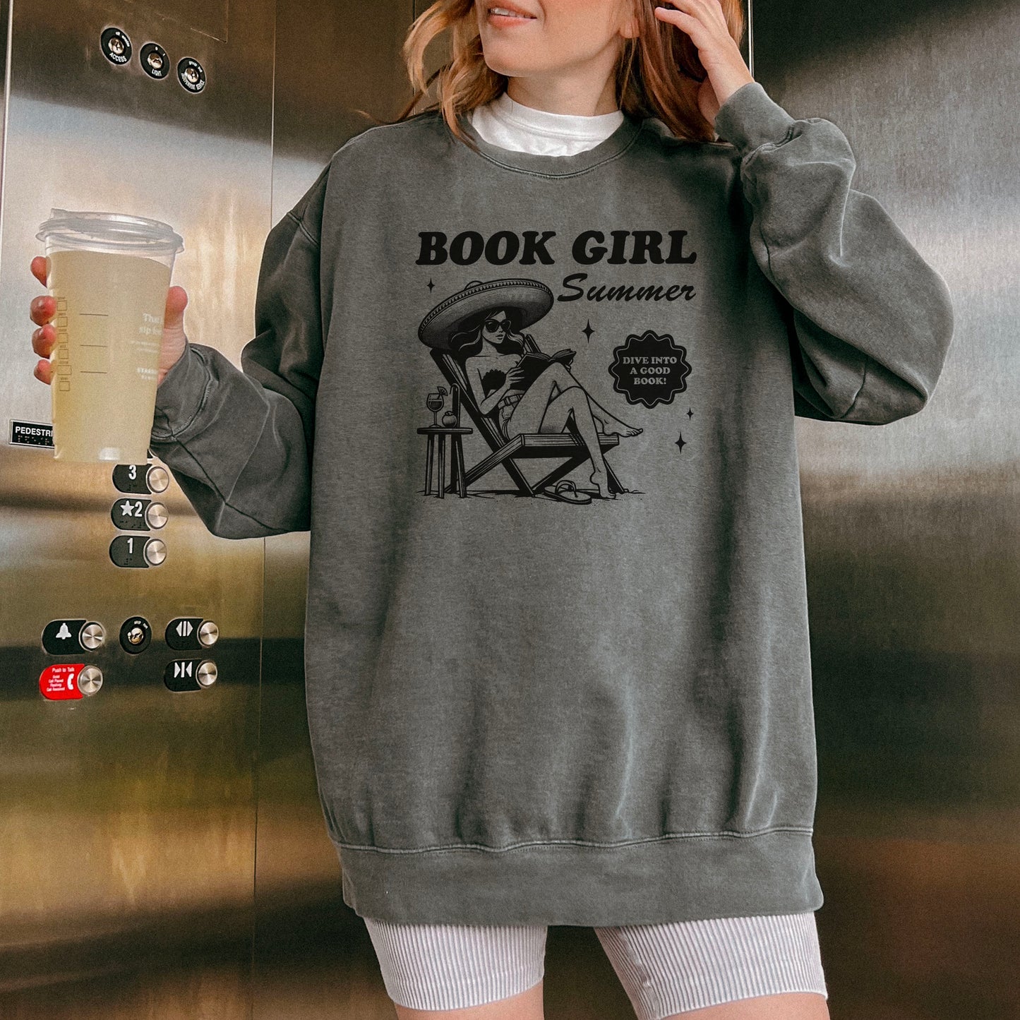 Book Girl Summer Retro Sweatshirt – Premium Comfort Colors for Readers
