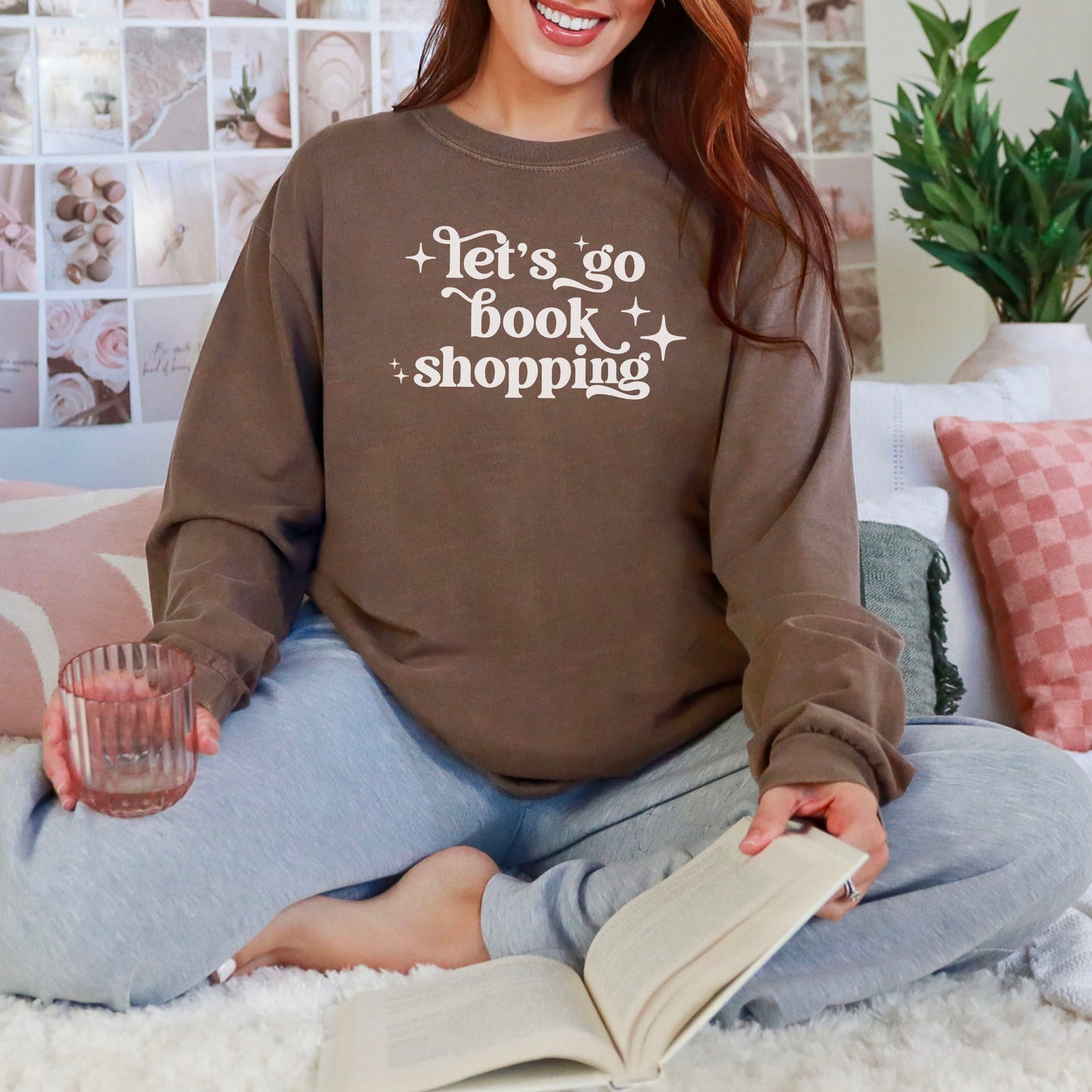 Let’s Go Book Shopping Retro Long Sleeve | Heavyweight Comfort Colors Shirt | Bookish Merch