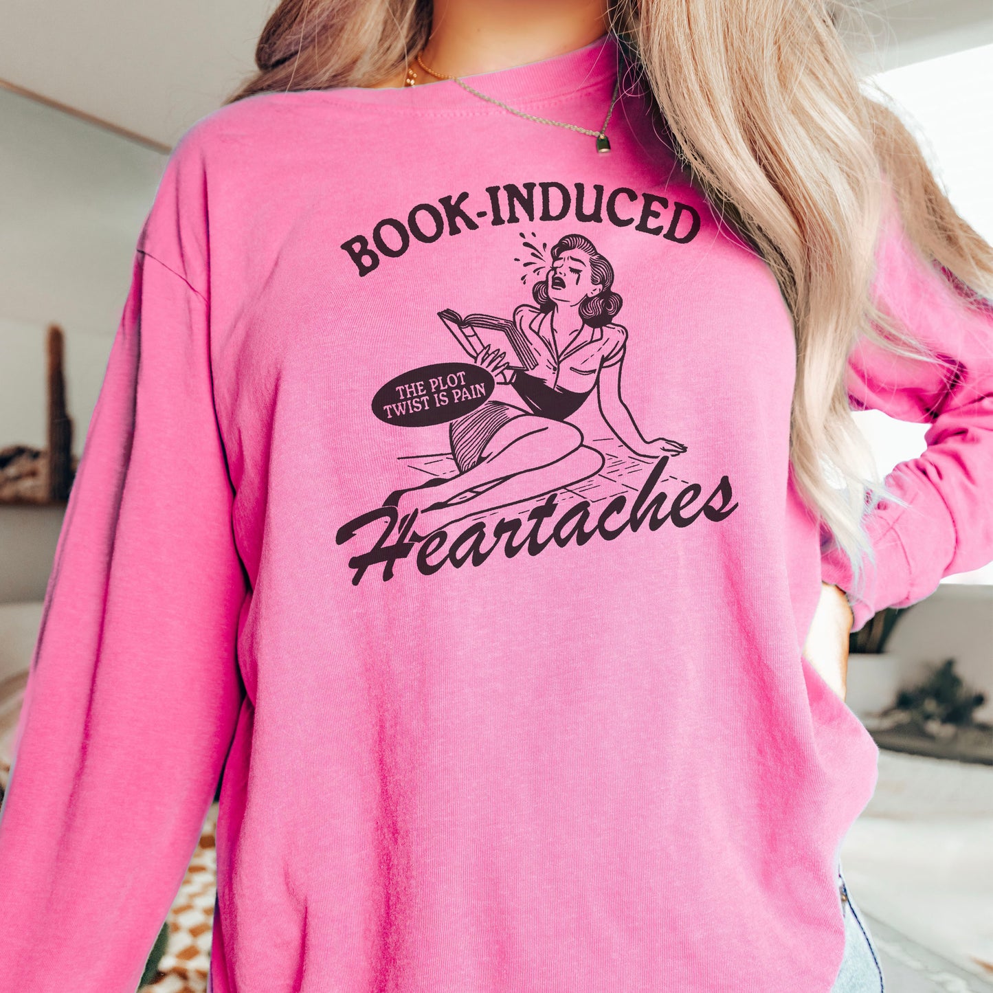 Book Induced Heartache Premium Comfort Colors Long Sleeve Shirt