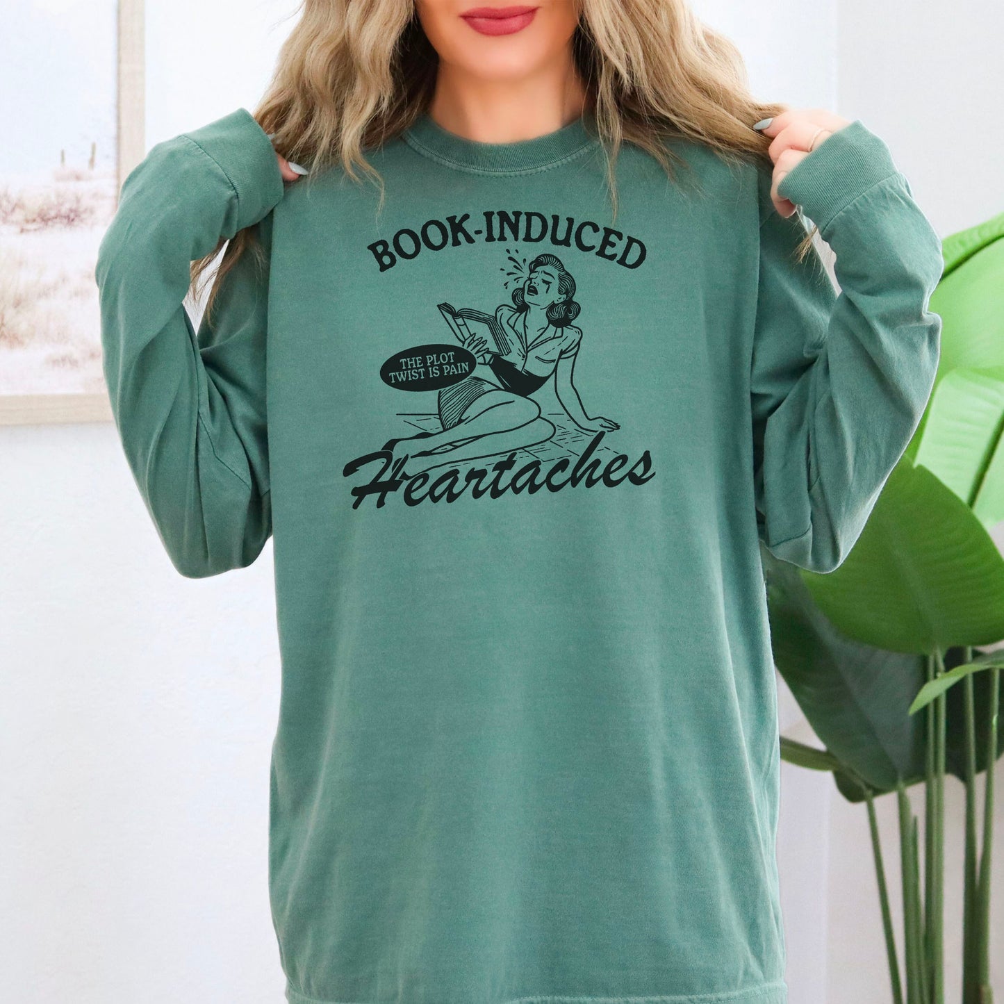 Book Induced Heartache Premium Comfort Colors Long Sleeve Shirt