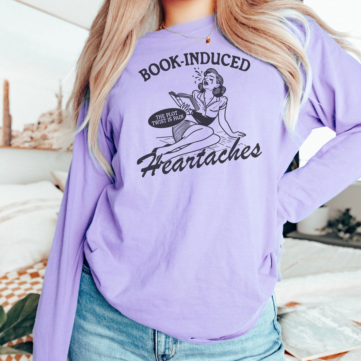 Book Induced Heartache Premium Comfort Colors Long Sleeve Shirt
