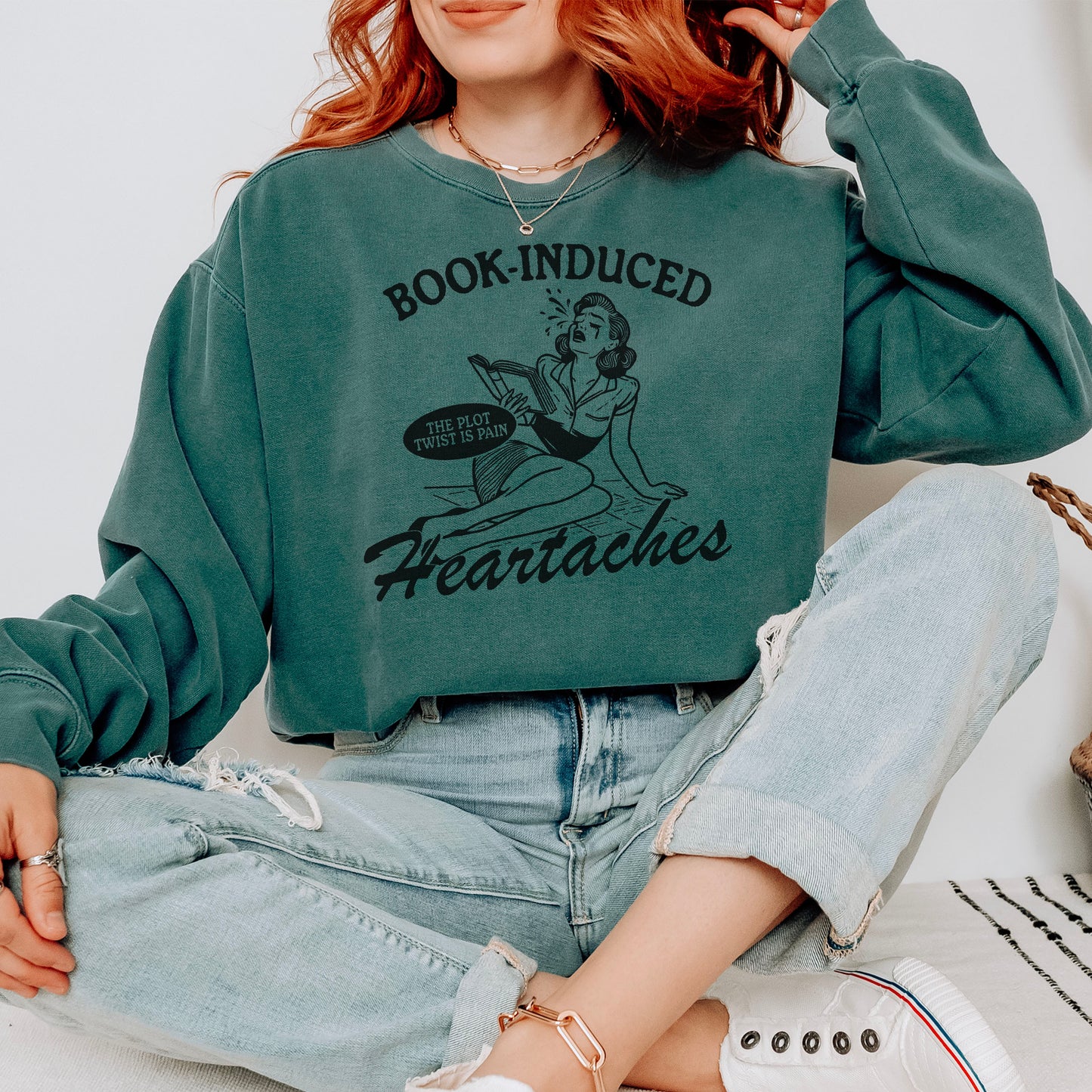 Book Induced Heartache Premium Comfort Colors Heavyweight Sweatshirt