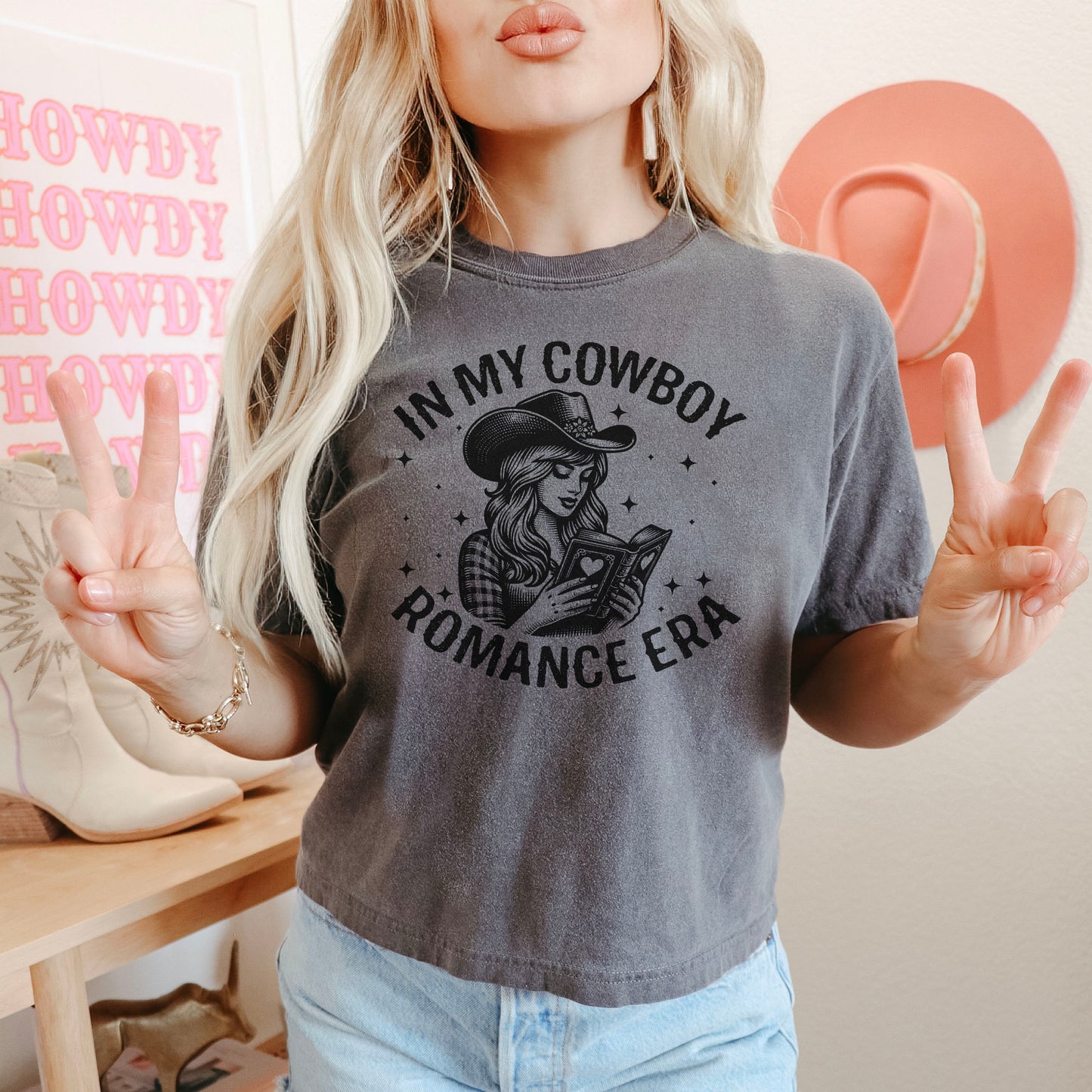 In My Cowboy Romance Era Comfort Colors Boxy Cropped Shirt