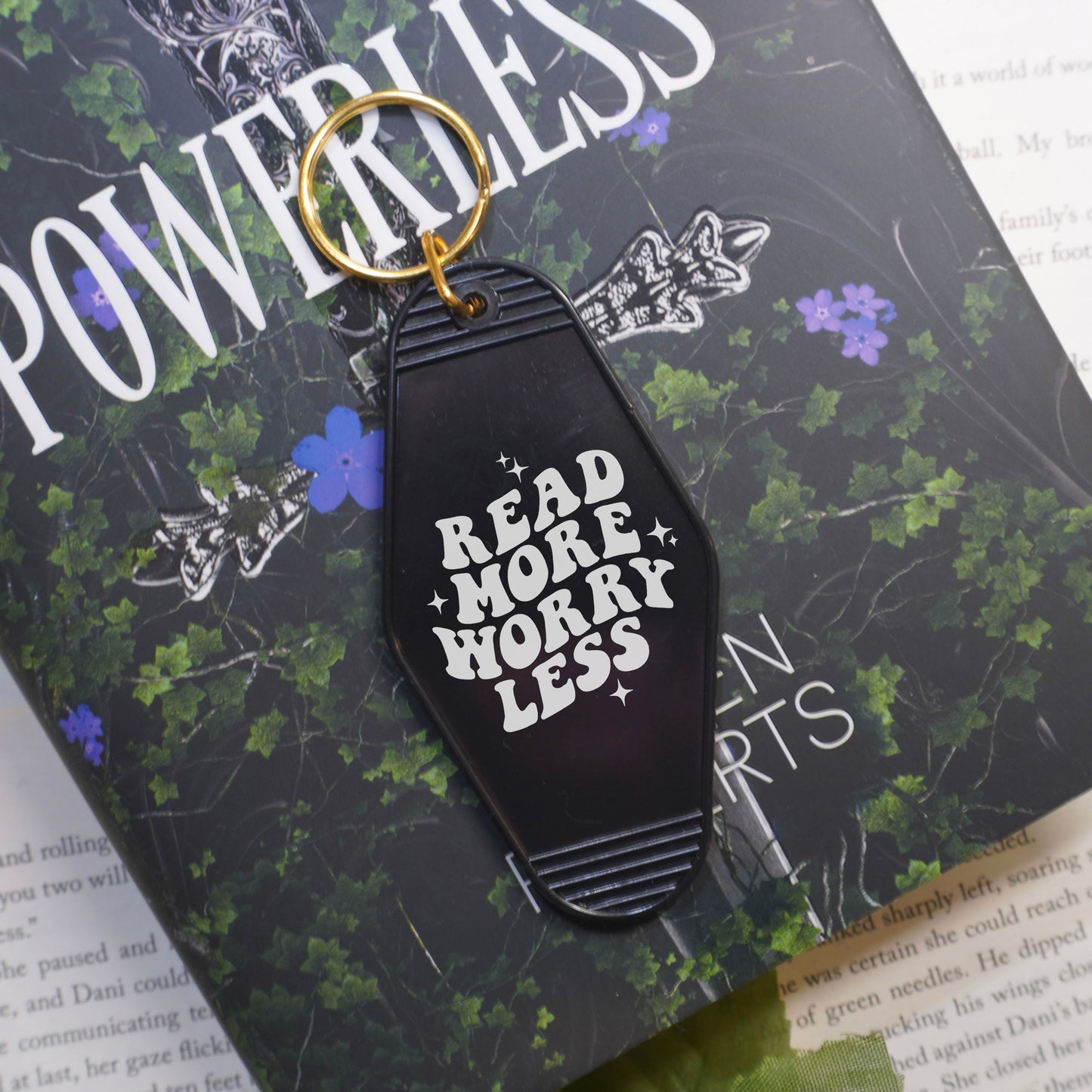 Read More Worry Less Bookish Motel Keychain | A Stylish and Fun Accessory for Readers