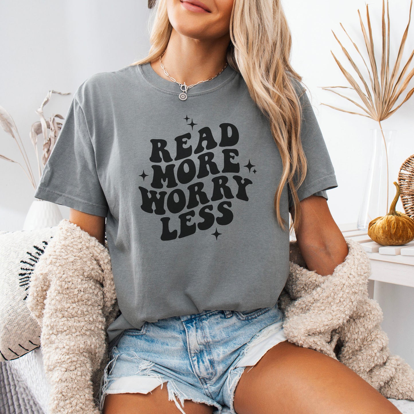 Read More Worry Less Comfort Colors Heavyweight Shirt for Book Lovers | Bookish T-Shirt for Readers