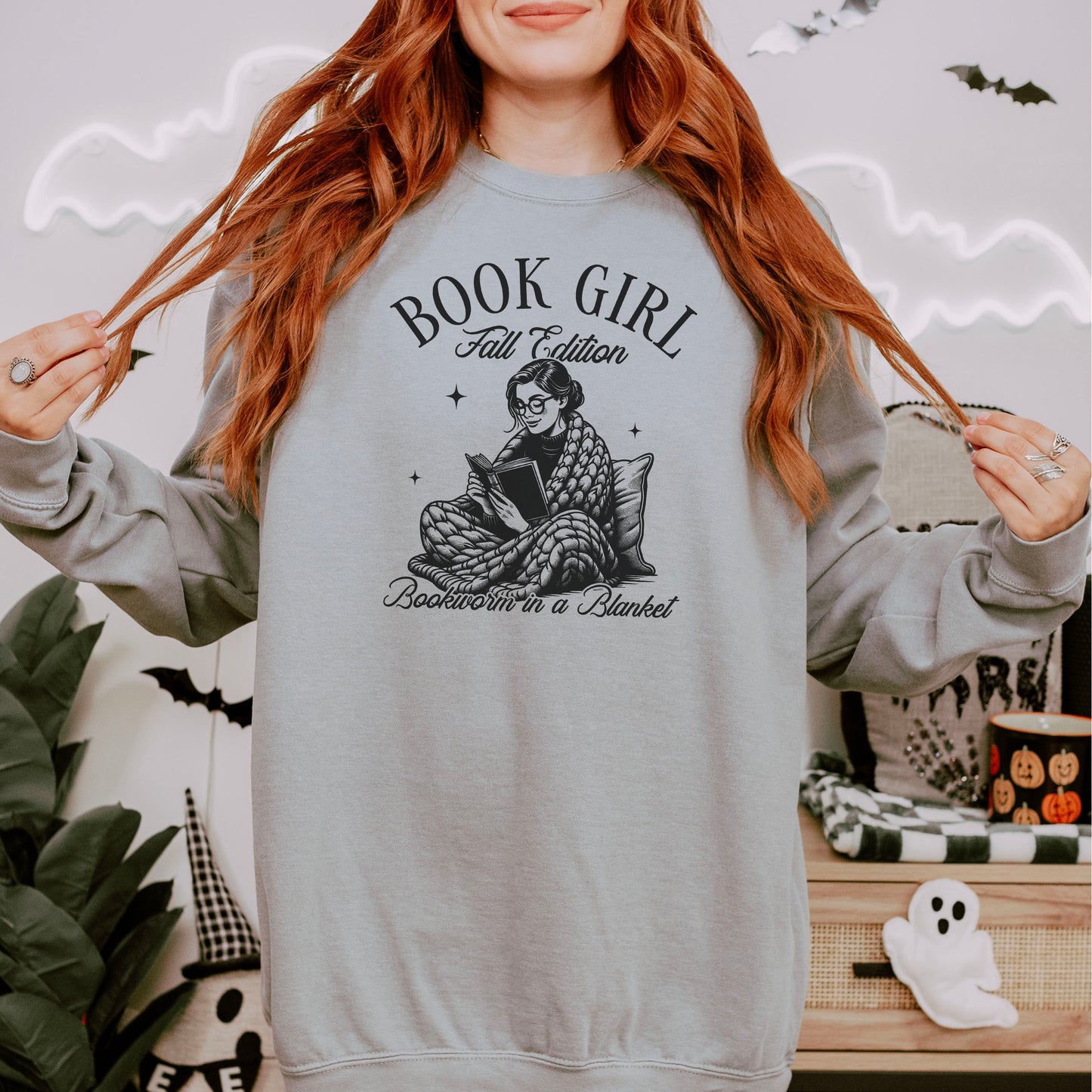 Book Girl Fall Edition Comfort Colors Sweatshirt | Cozy Bookworm Sweatshirt