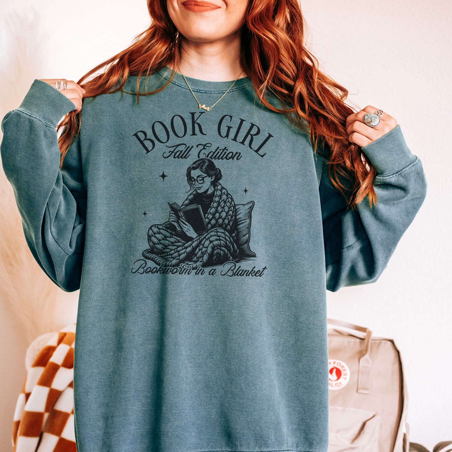 Book Girl Fall Edition Comfort Colors Sweatshirt | Cozy Bookworm Sweatshirt