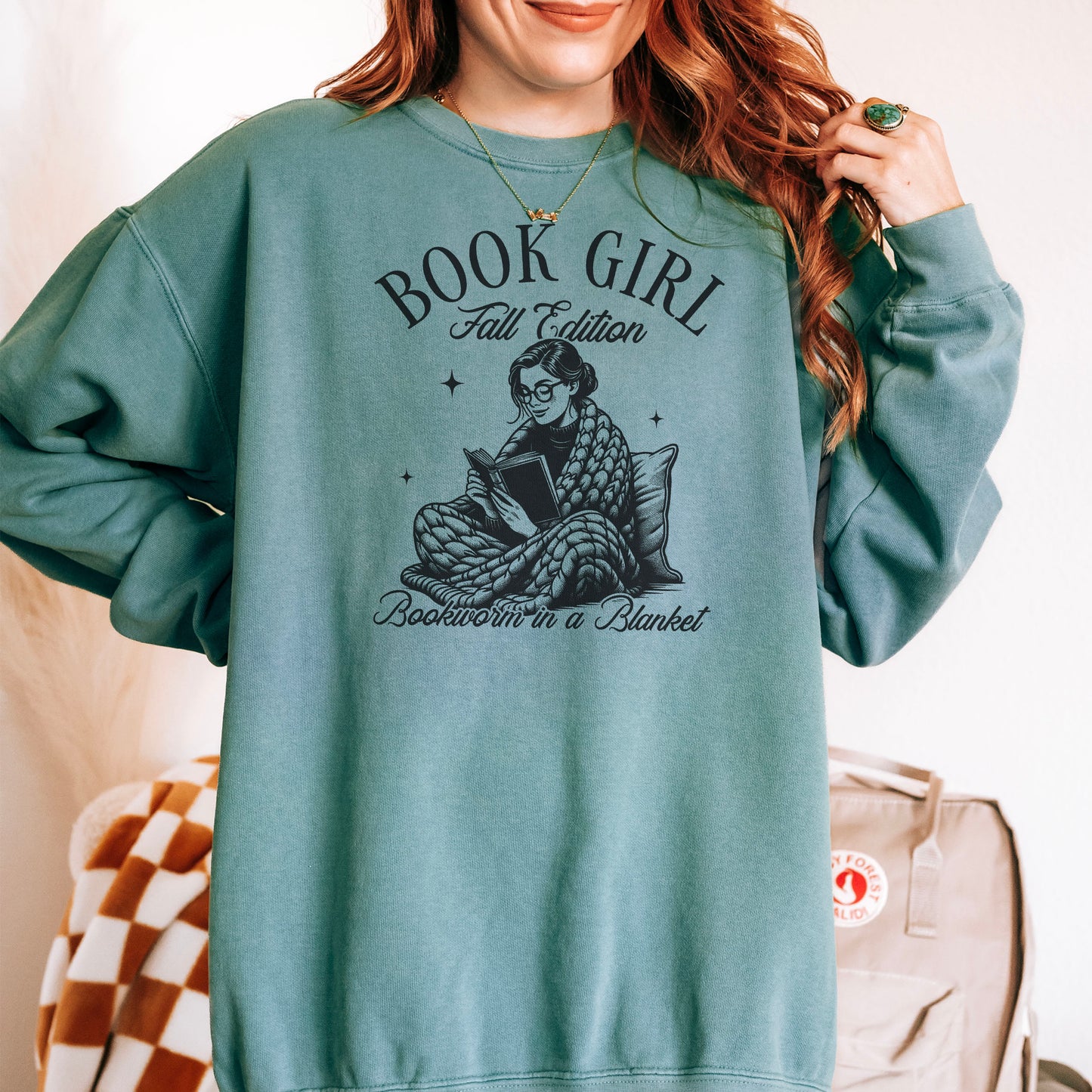 Book Girl Fall Edition Comfort Colors Sweatshirt | Cozy Bookworm Sweatshirt