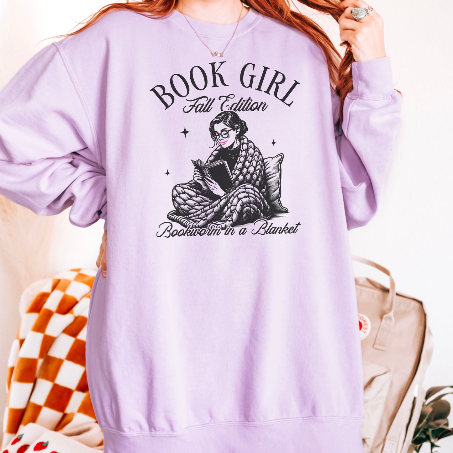 Book Girl Fall Edition Comfort Colors Sweatshirt | Cozy Bookworm Sweatshirt