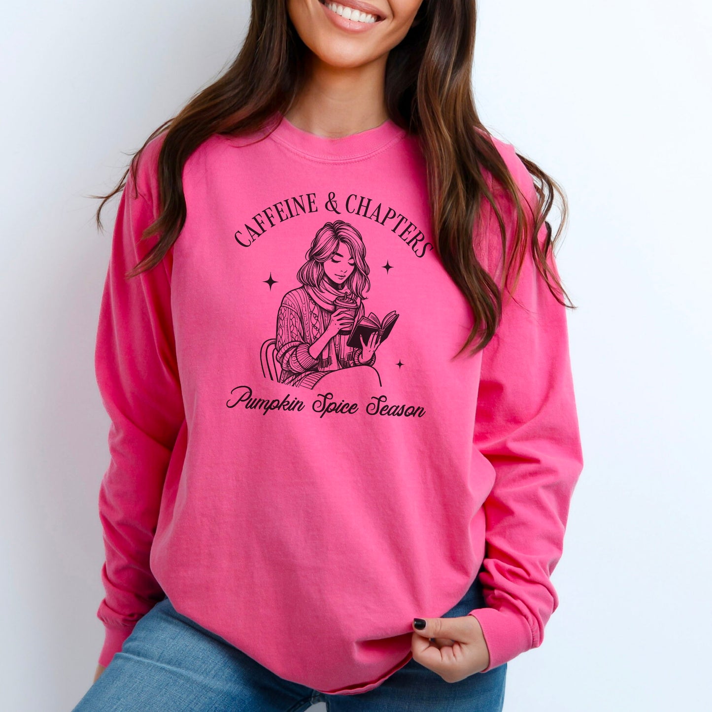 Caffeine and Chapters Premium Long Sleeve Shirt